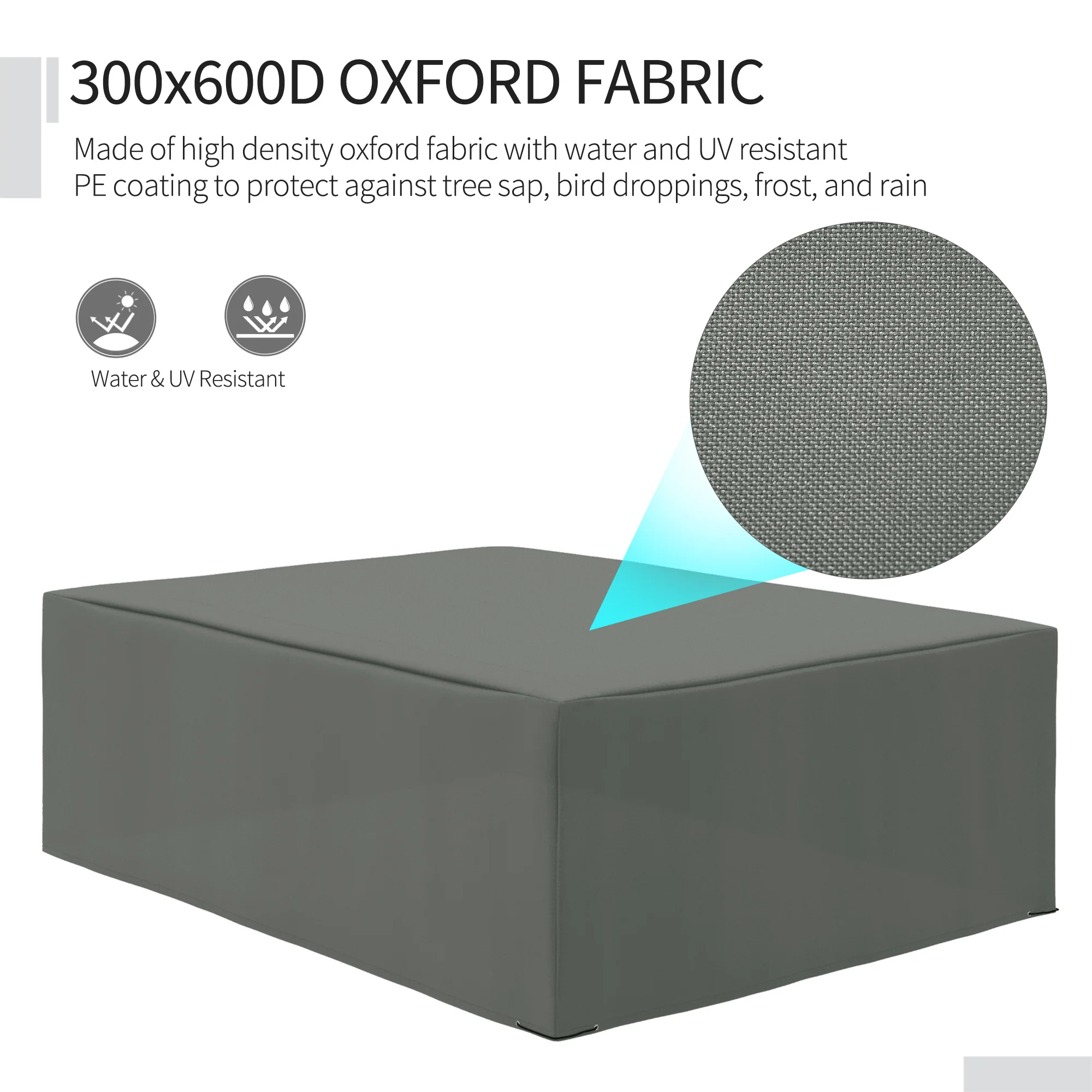 Outsunny 275x205cm Outdoor & Garden Furniture Table Chair Set Cover Water UV Resistant Protection Oxford Fabric Rattan Lounge Clean Cover Grey Protective - Image 11