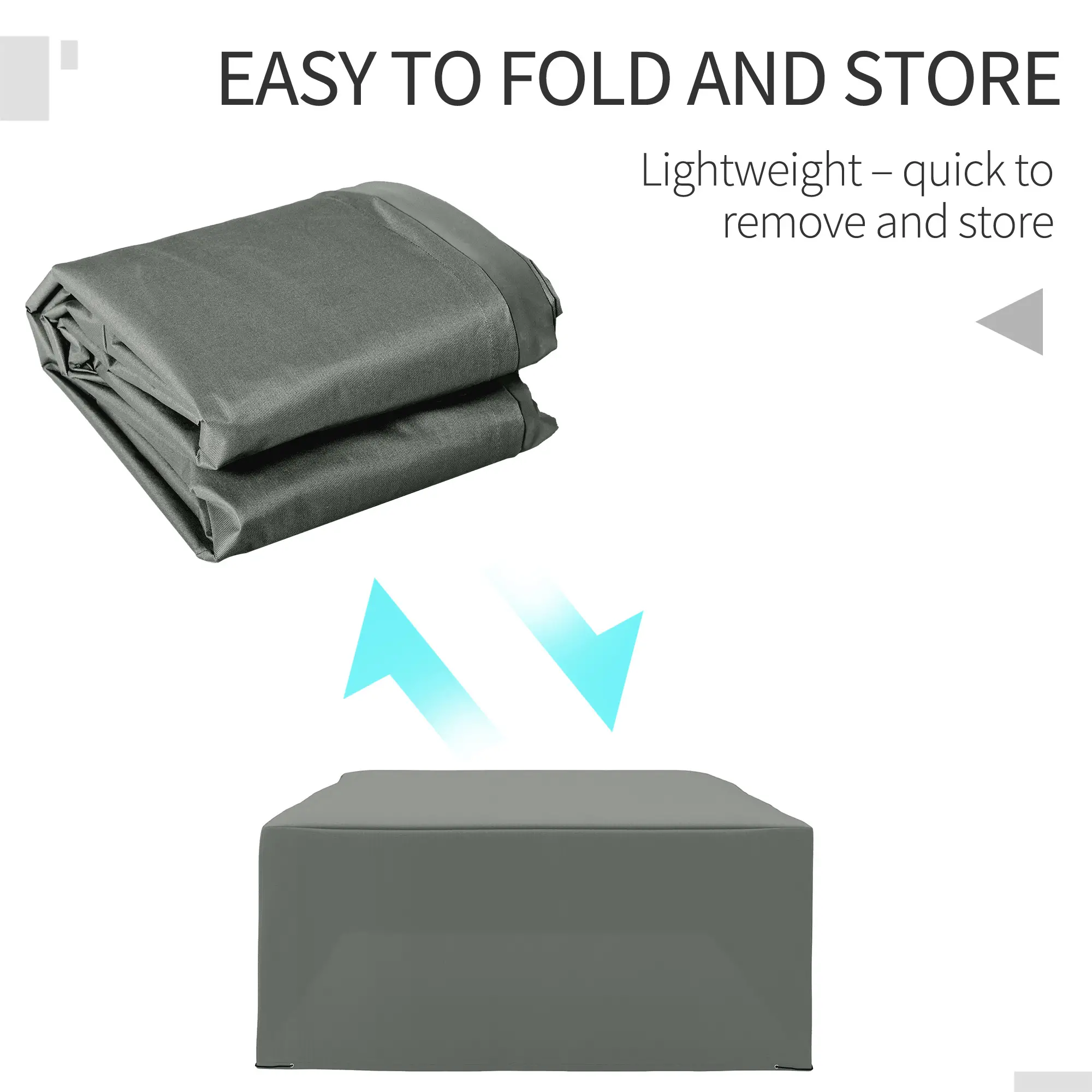 Outsunny 275x205cm Outdoor & Garden Furniture Table Chair Set Cover Water UV Resistant Protection Oxford Fabric Rattan Lounge Clean Cover Grey Protective - Image 2