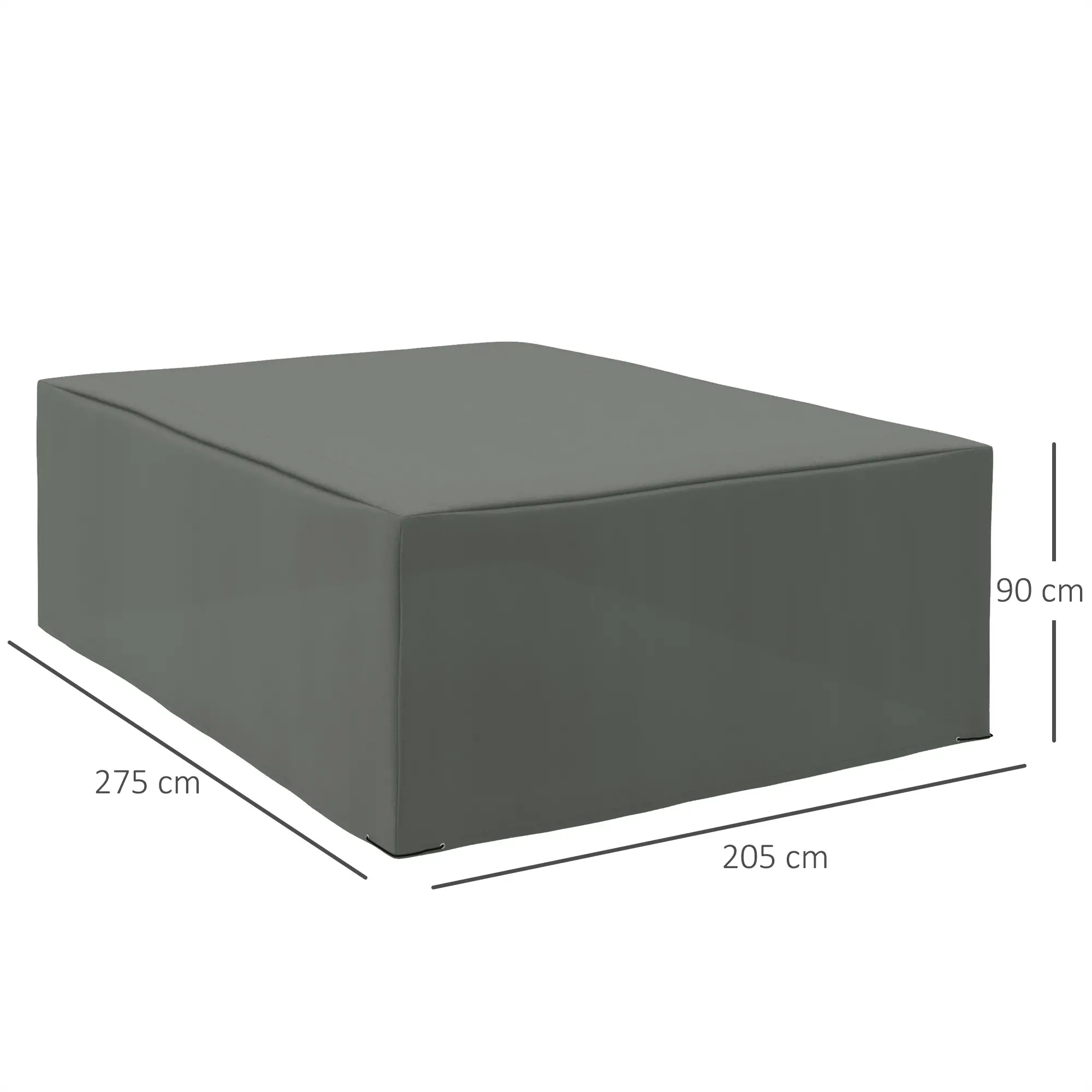 Outsunny 275x205cm Outdoor & Garden Furniture Table Chair Set Cover Water UV Resistant Protection Oxford Fabric Rattan Lounge Clean Cover Grey Protective - Image 3