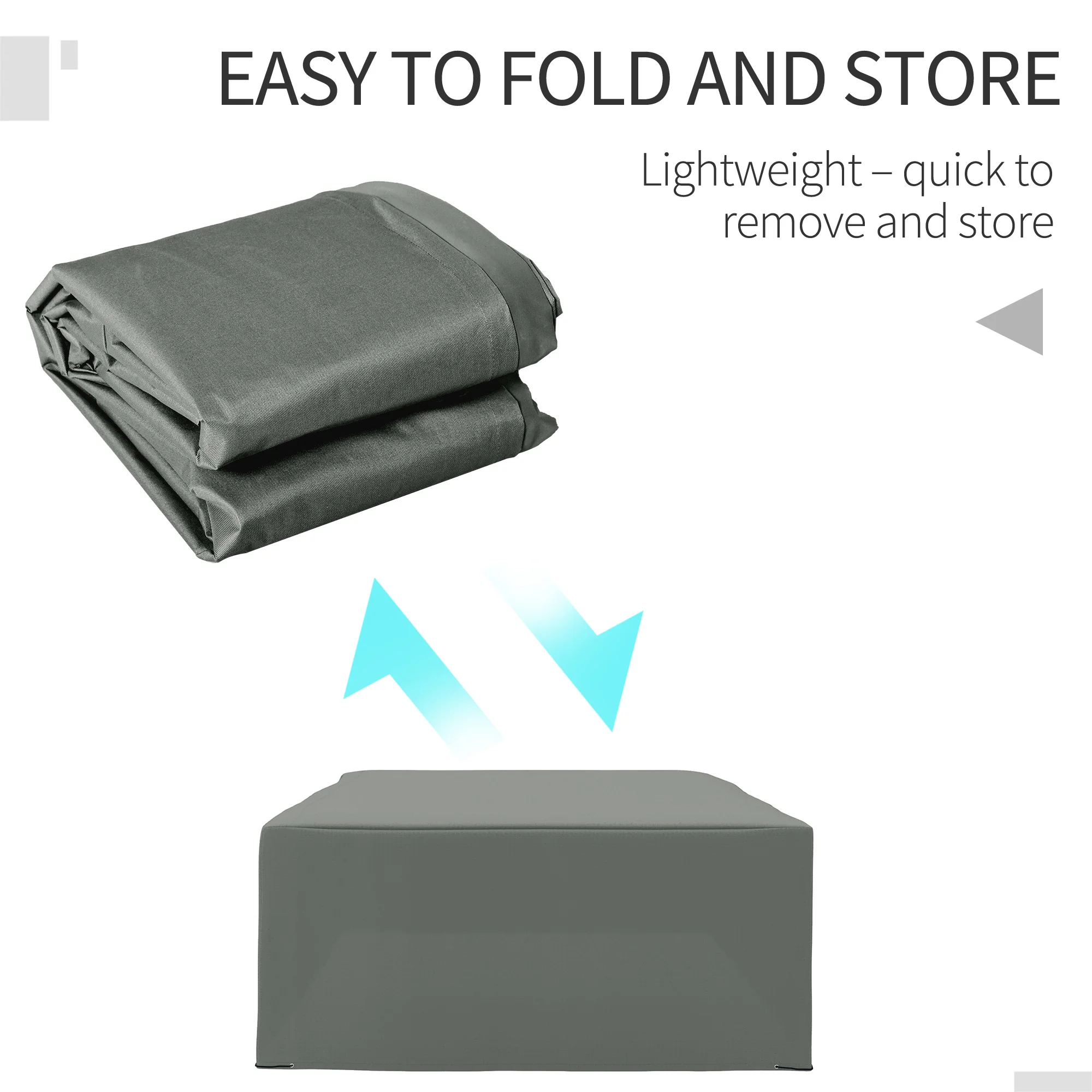Outsunny 275x205cm Outdoor & Garden Furniture Table Chair Set Cover Water UV Resistant Protection Oxford Fabric Rattan Lounge Clean Cover Grey Protective - Image 7
