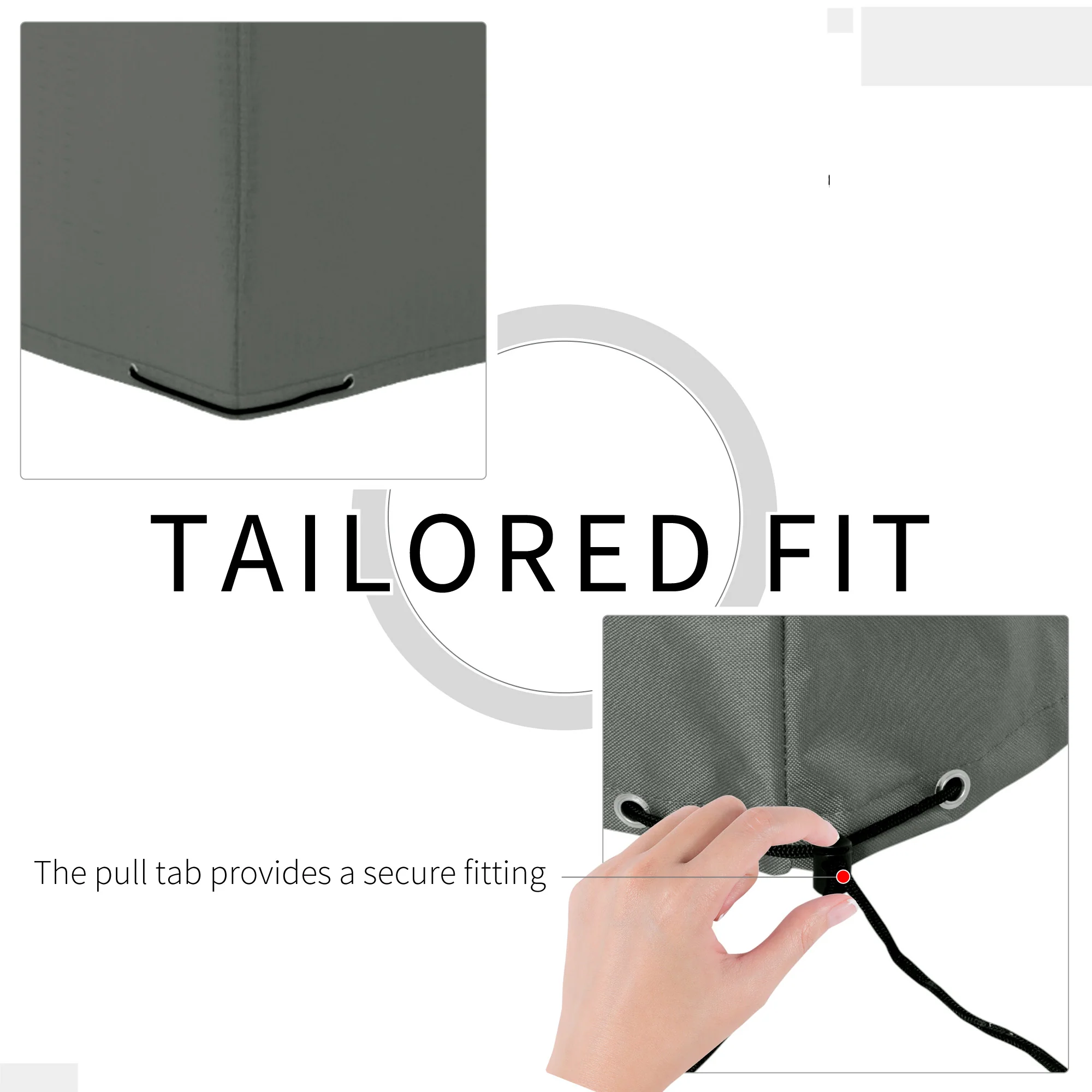 Outsunny 275x205cm Outdoor & Garden Furniture Table Chair Set Cover Water UV Resistant Protection Oxford Fabric Rattan Lounge Clean Cover Grey Protective - Image 8