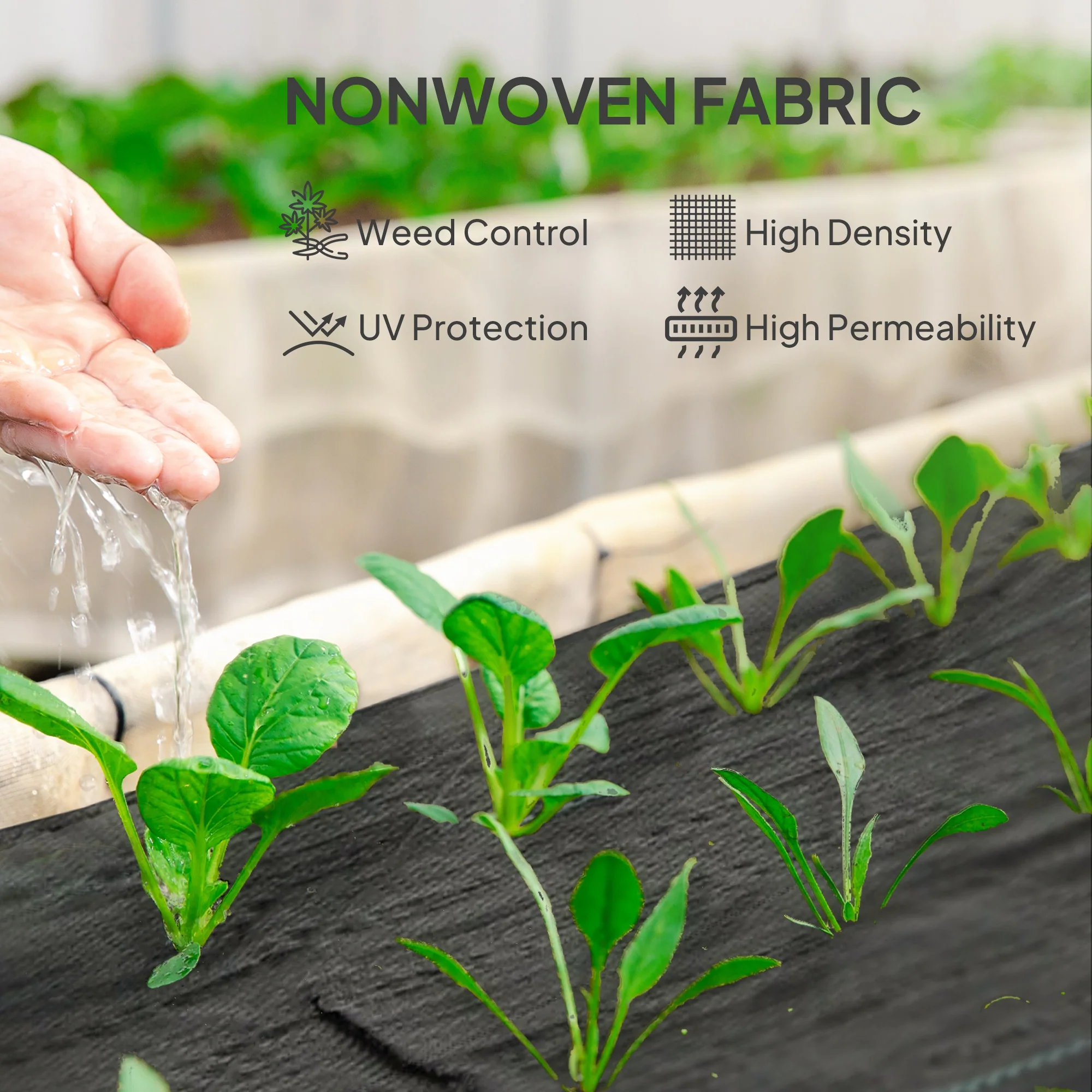 Outsunny 2m x 90m Weed Control Membrane, Heavy Duty Weed Barrier Fabric - Image 3