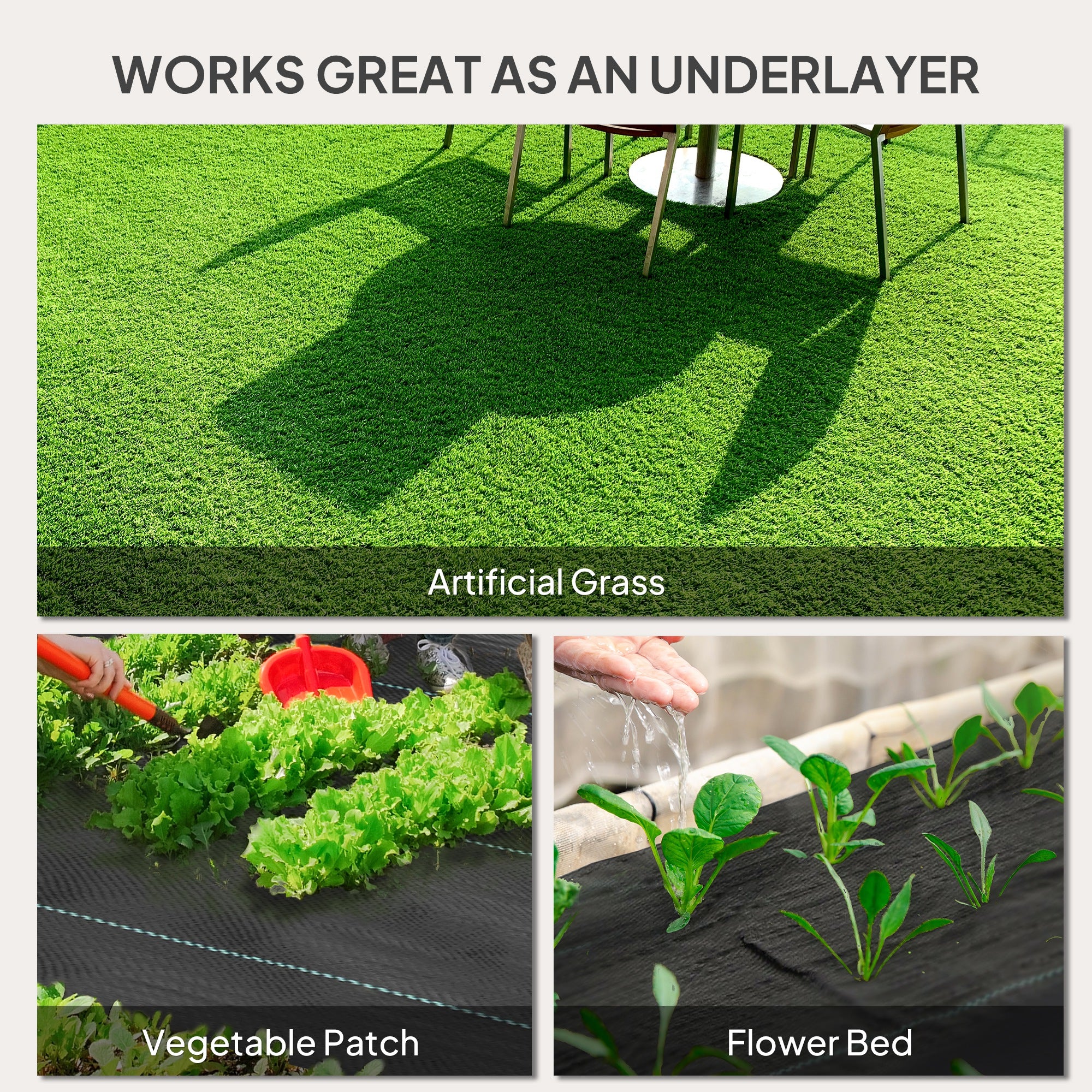 Outsunny 2m x 90m Weed Control Membrane, Heavy Duty Weed Barrier Fabric - Image 7
