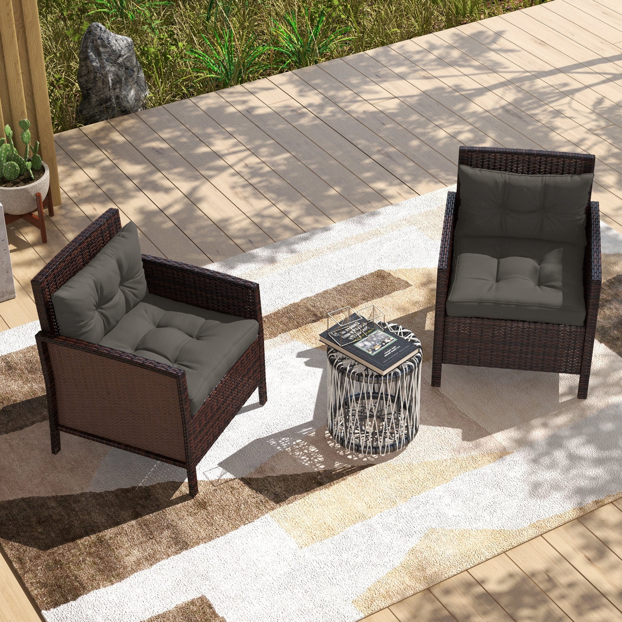 Outsunny 2pc Outdoor Seat Cushion for Patio Furniture, Charcoal Grey - Image 7