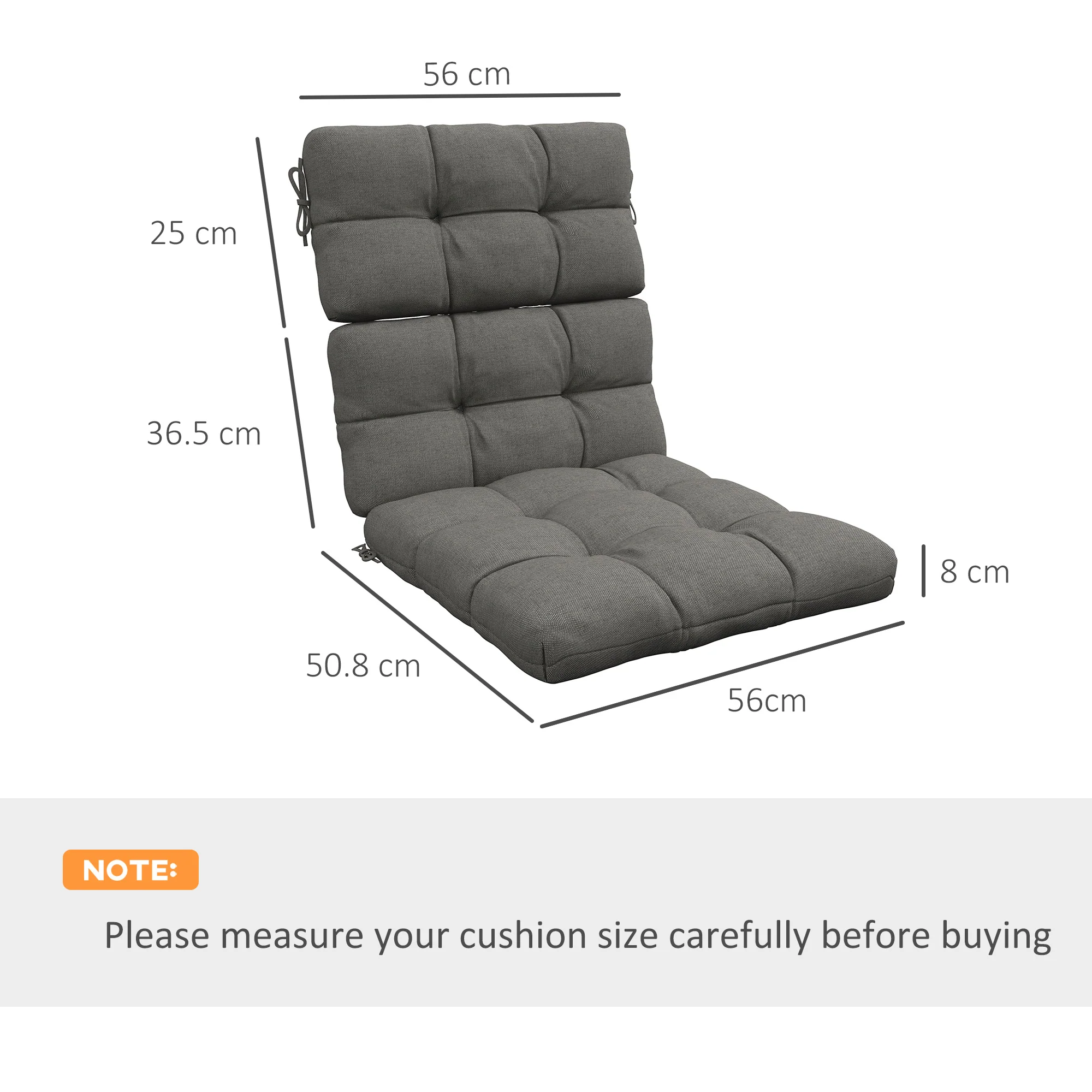 Outsunny 2pc Outdoor Seat Cushion With Backrest, Ties, For Garden - Image 14