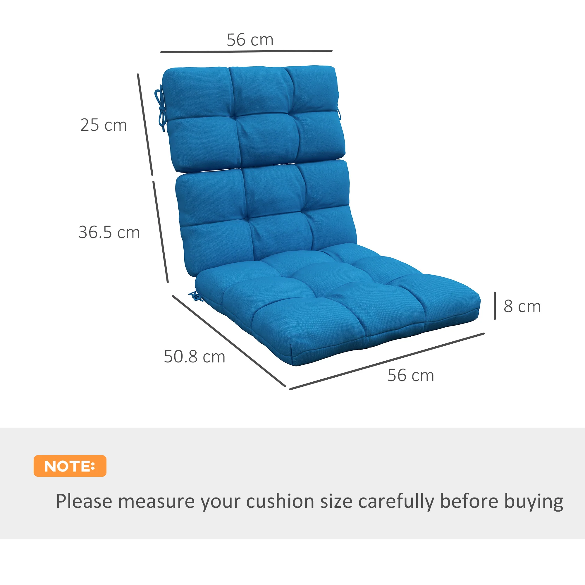 Outsunny 2pc Outdoor Seat Cushion With Backrest, Ties, For Garden - Image 23