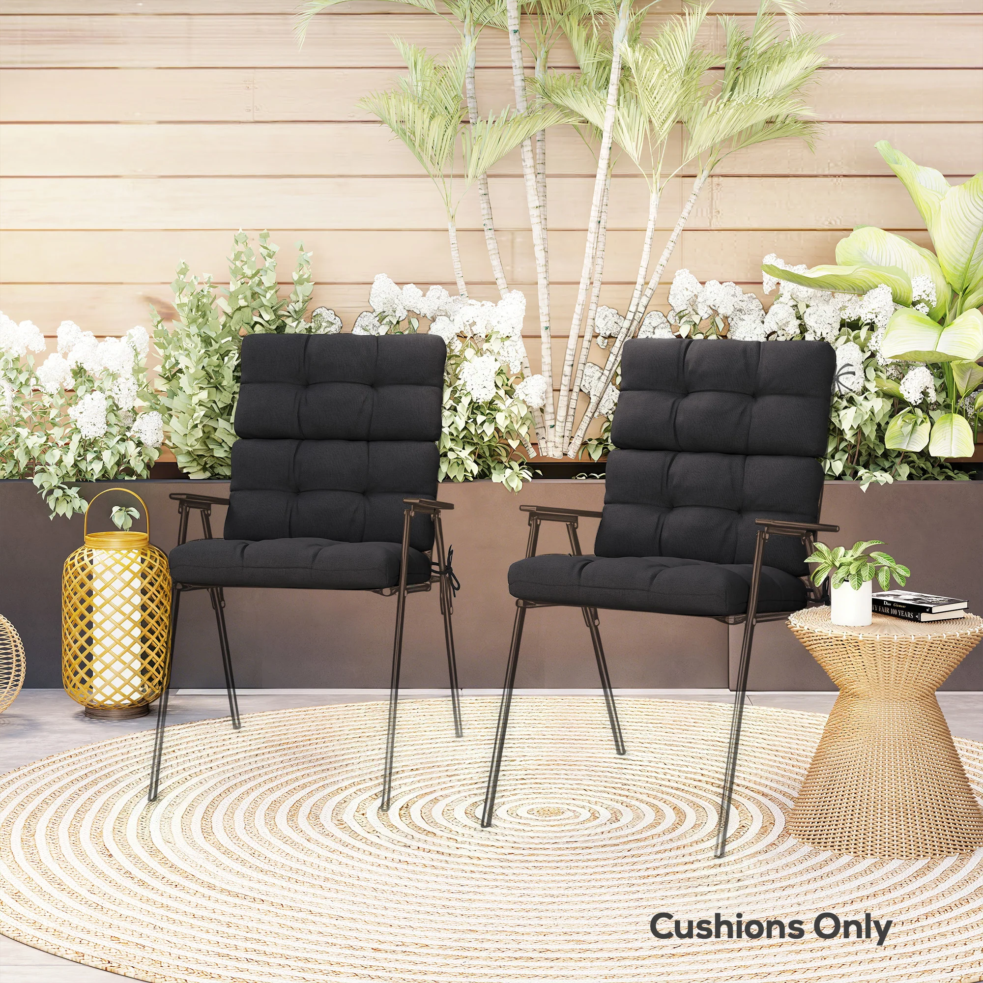 Outsunny 2pc Outdoor Seat Cushion with Backrest, Ties, for Garden, Black - Image 9