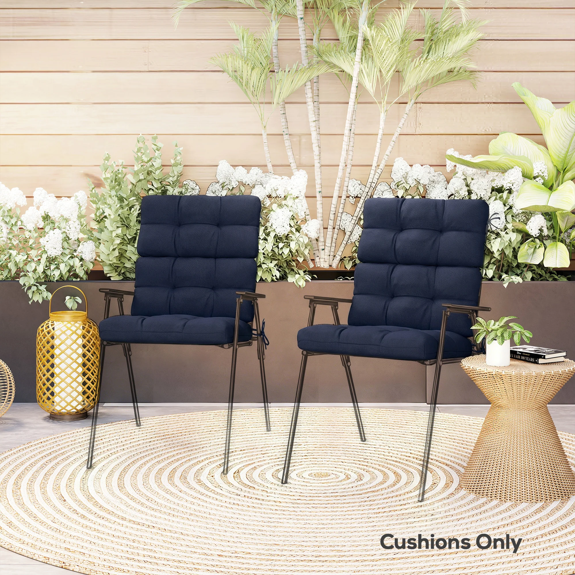 Outsunny 2pc Outdoor Seat Cushion with Backrest, Ties, for Garden, Dark Blue - Image 9