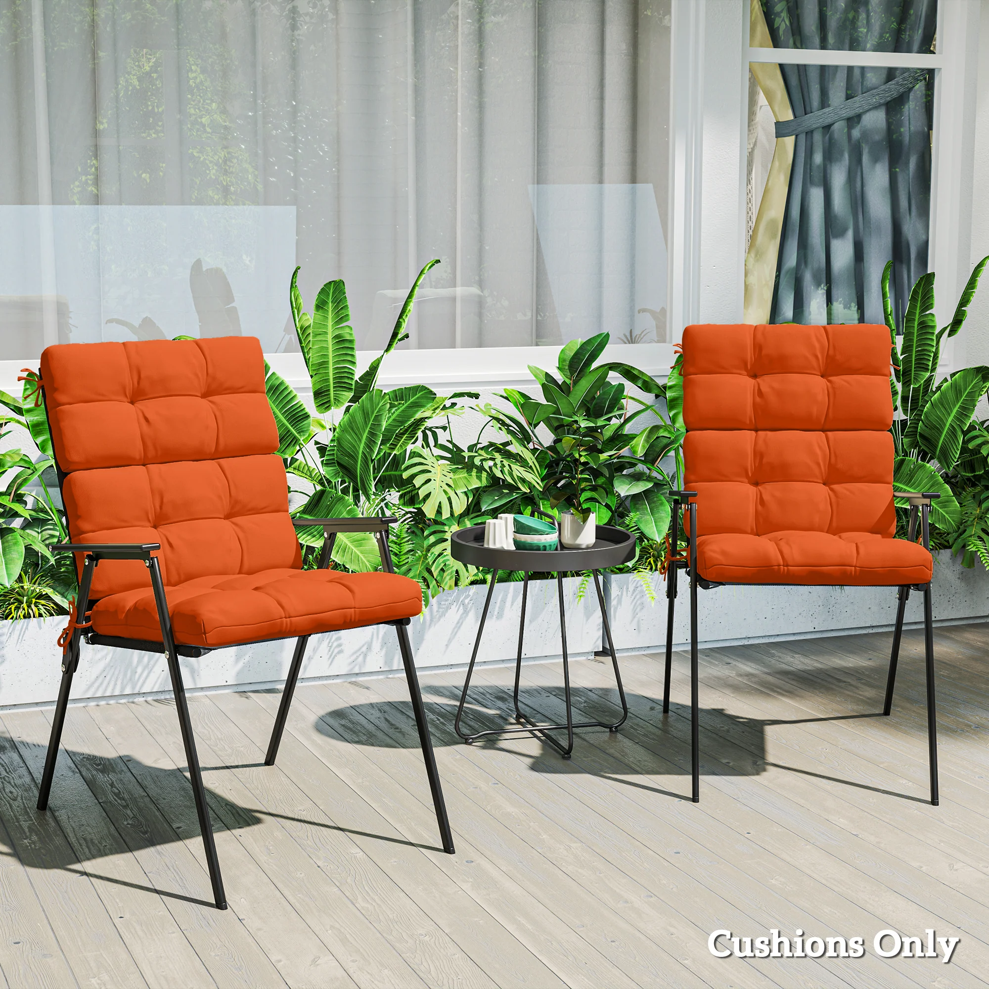 Outsunny 2pc Outdoor Seat Cushion with Backrest, Ties, for Garden, Orange - Image 8