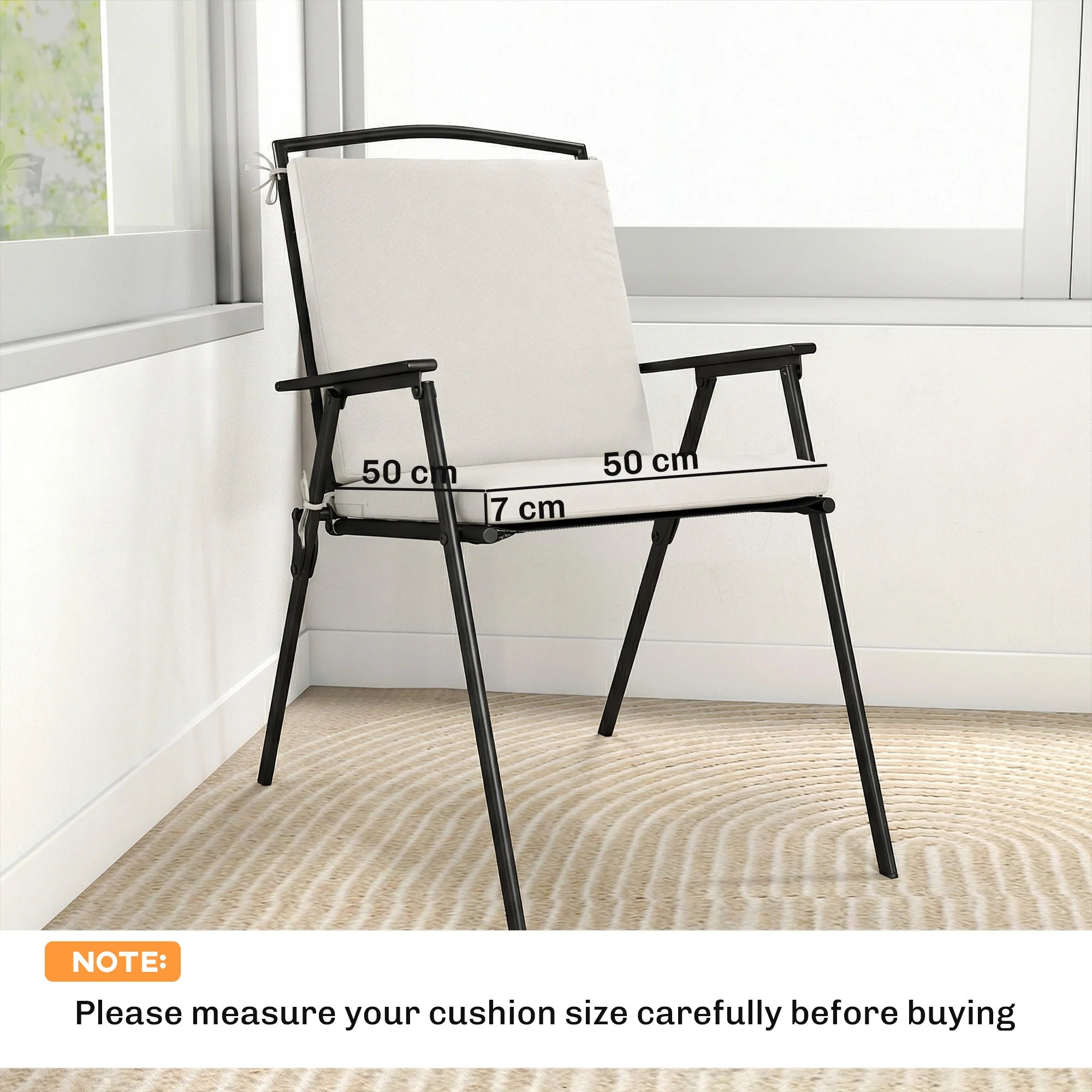 Outsunny 2Pcs Garden Chair Cushions, Waterproof Seat Pads, Cream White - Image 3