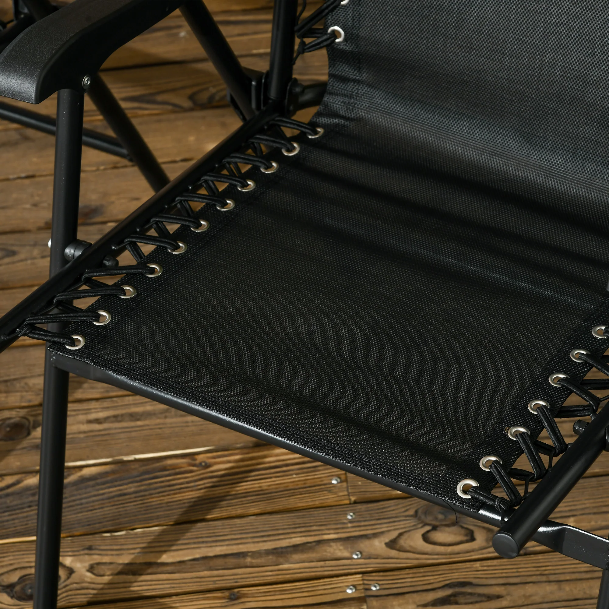 Outsunny 2Pcs Outdoor Patio Folding Chairs, Portable Garden Loungers Black - Image 9