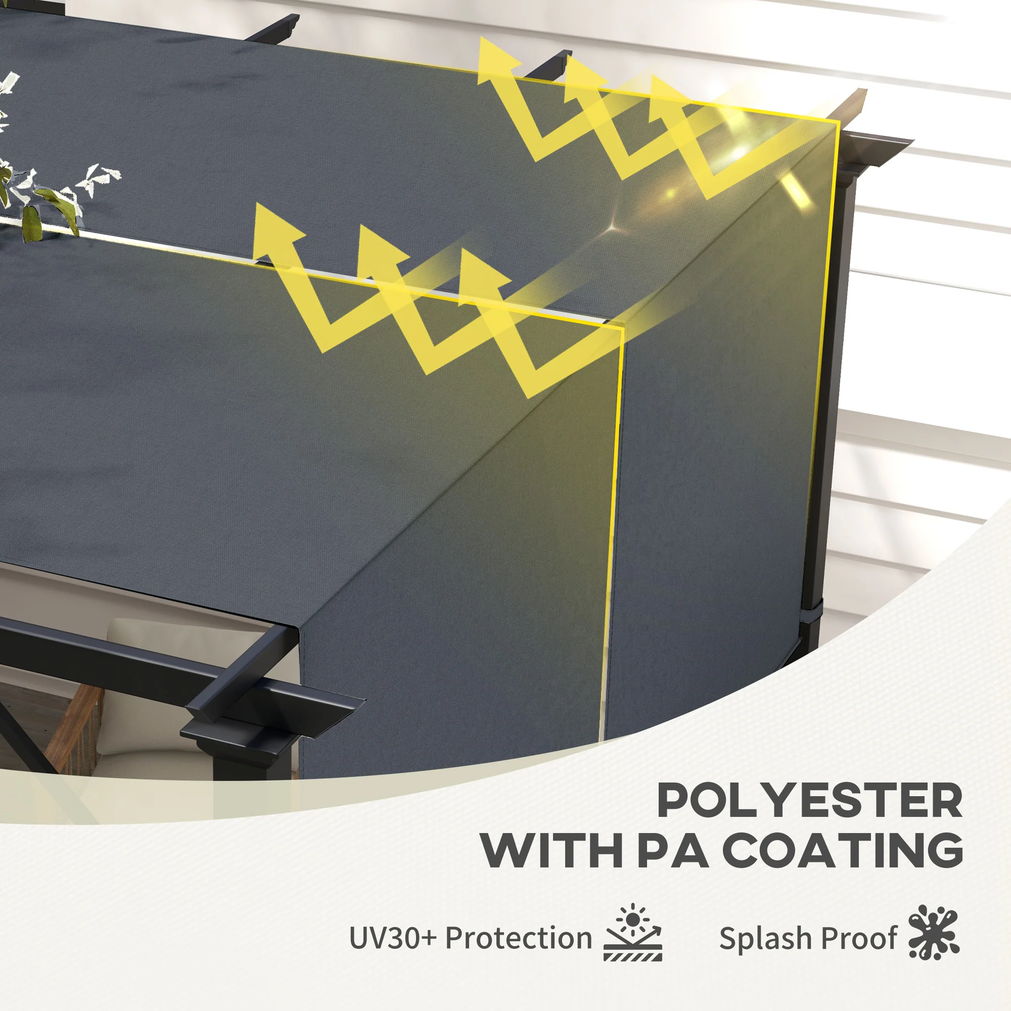 Outsunny 2Pcs Pergola Replacement Canopy, 4.9 X 1.2m, UV Protection, Dark Grey - Image 4