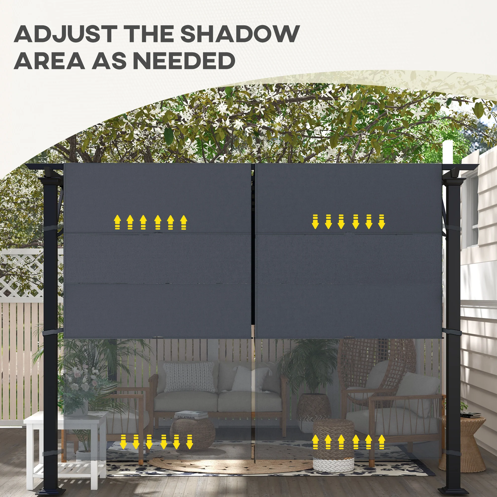 Outsunny 2Pcs Pergola Replacement Canopy, 4.9 X 1.2m, UV Protection, Dark Grey - Image 7