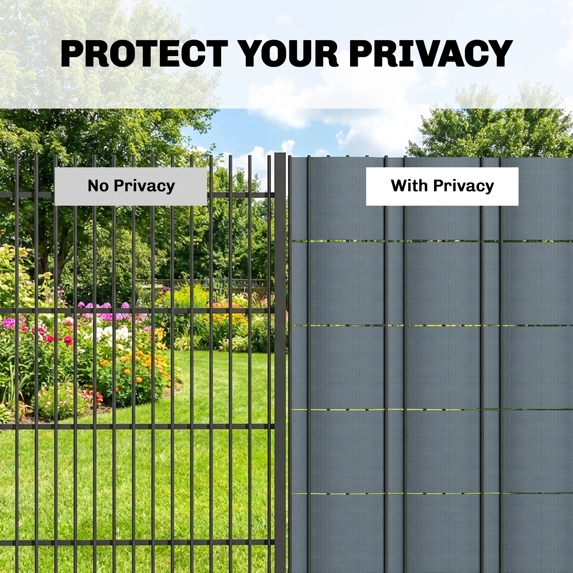 Outsunny 2Pcs Privacy Garden Screen Fence, Windbreak Fence With Clips, Grey - Image 5