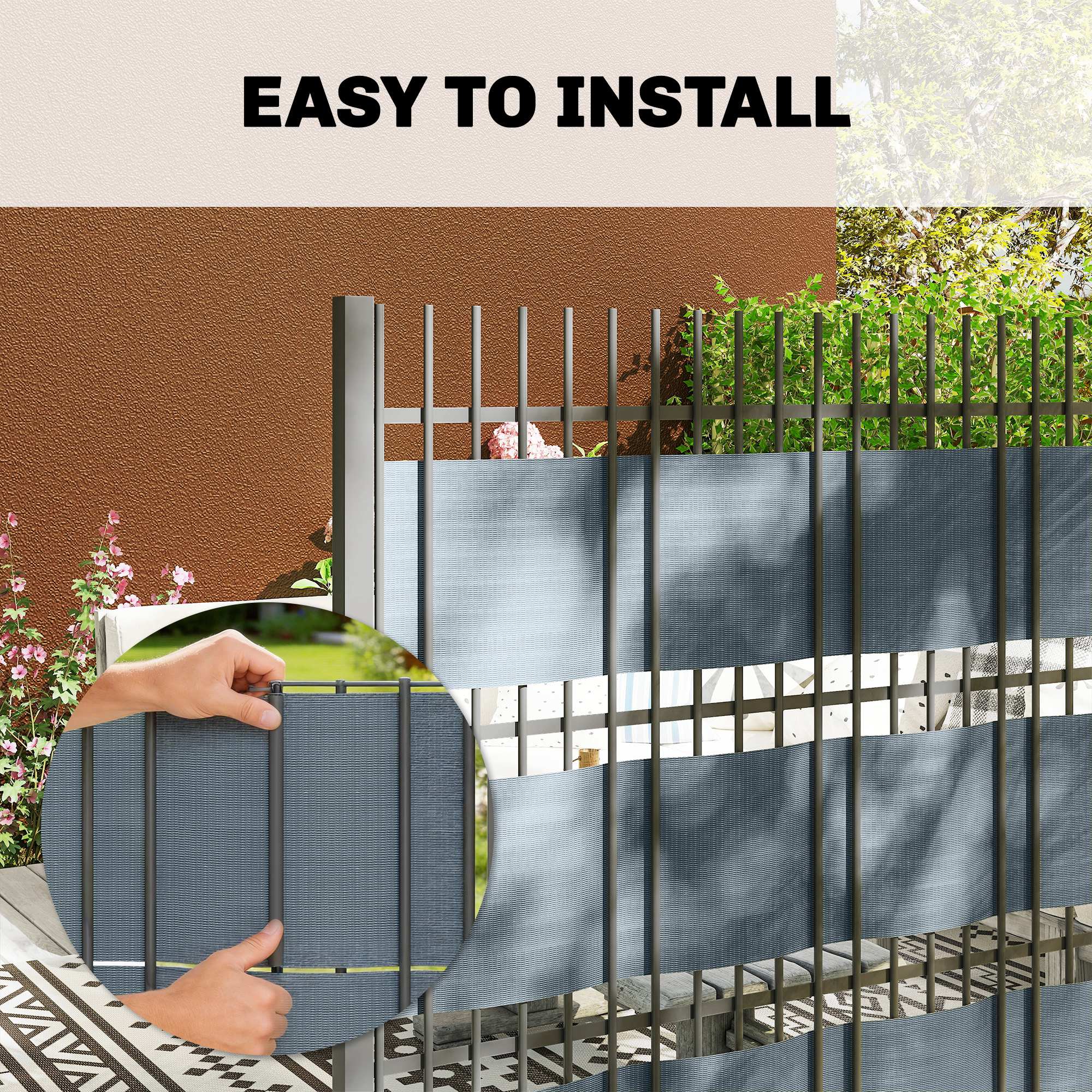 Outsunny 2Pcs Privacy Garden Screen Fence, Windbreak Fence With Clips, Grey - Image 6