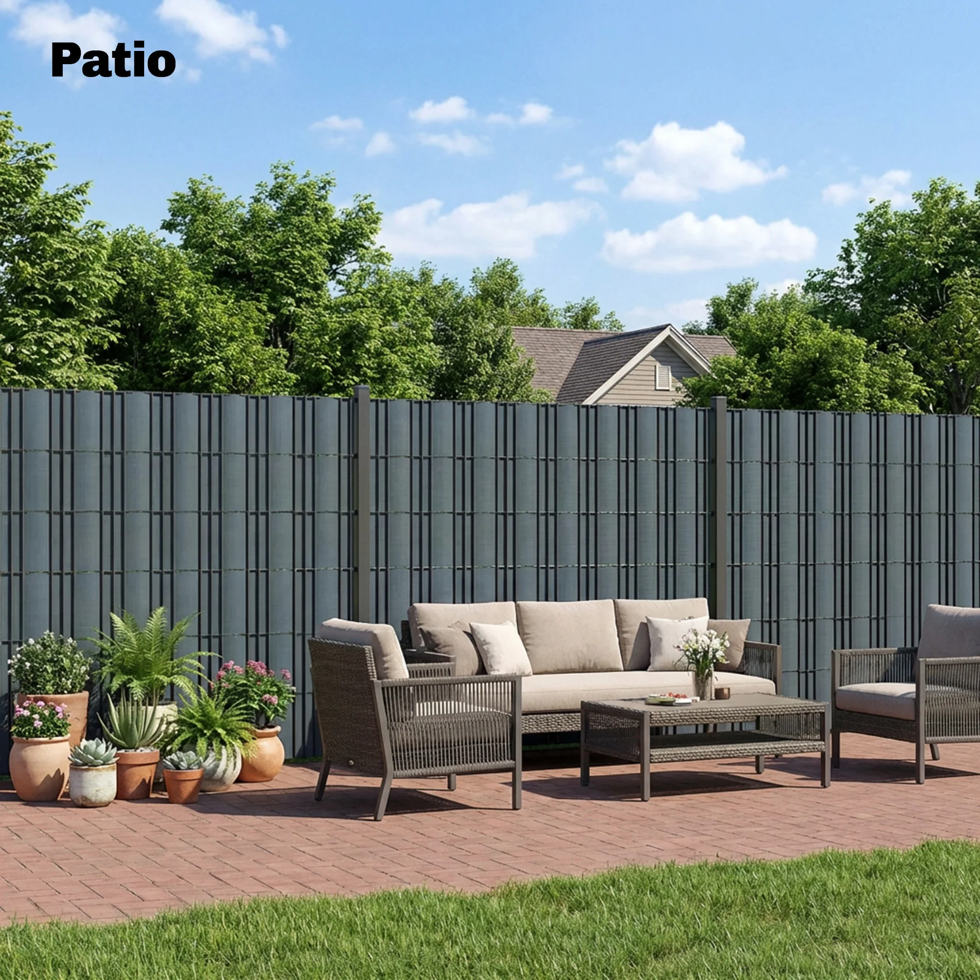 Outsunny 2Pcs Privacy Garden Screen Fence, Windbreak Fence With Clips, Grey - Image 8