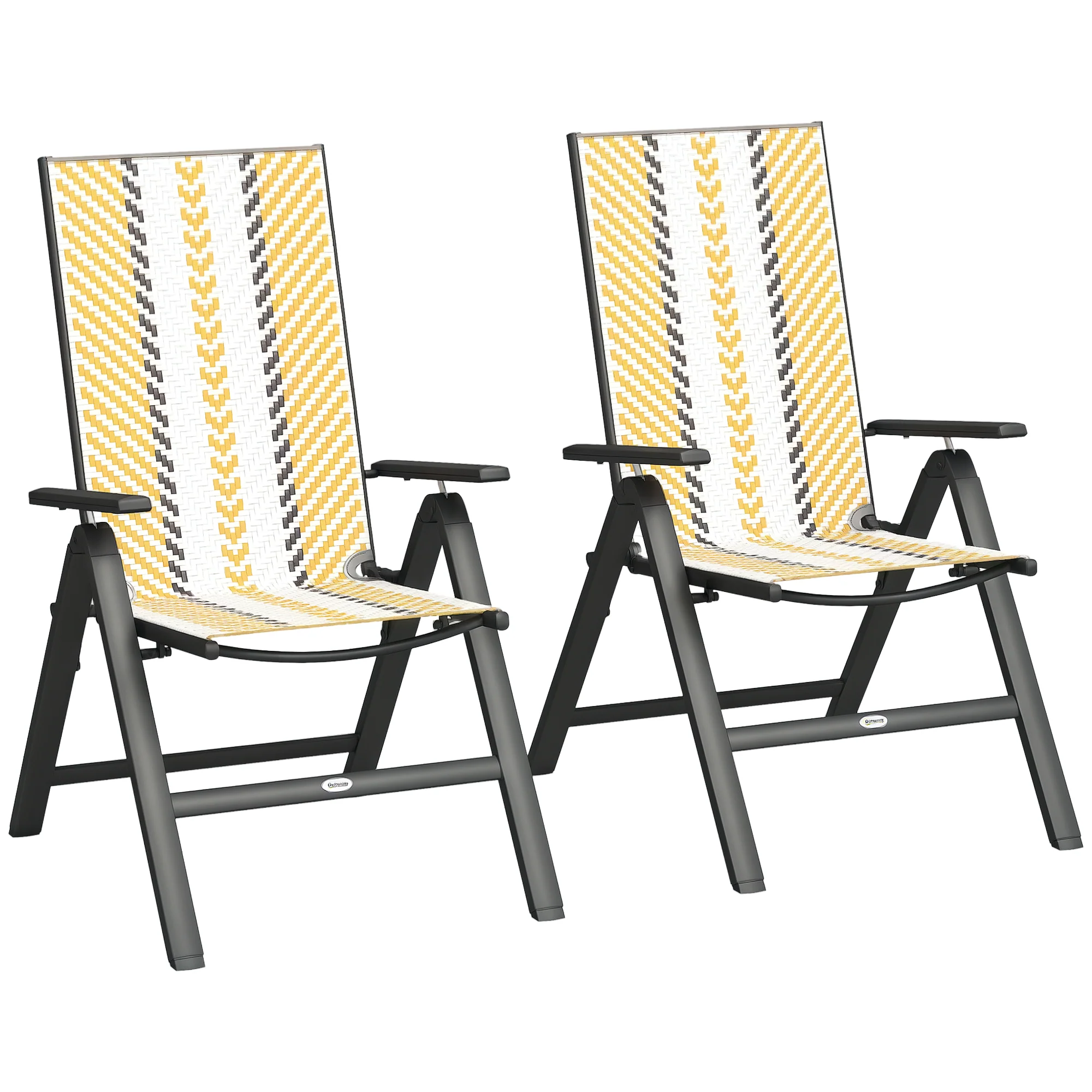 Outsunny 2PCs Rattan Folding Chair w/ 5-Position Adjustable Backrest - Image 19