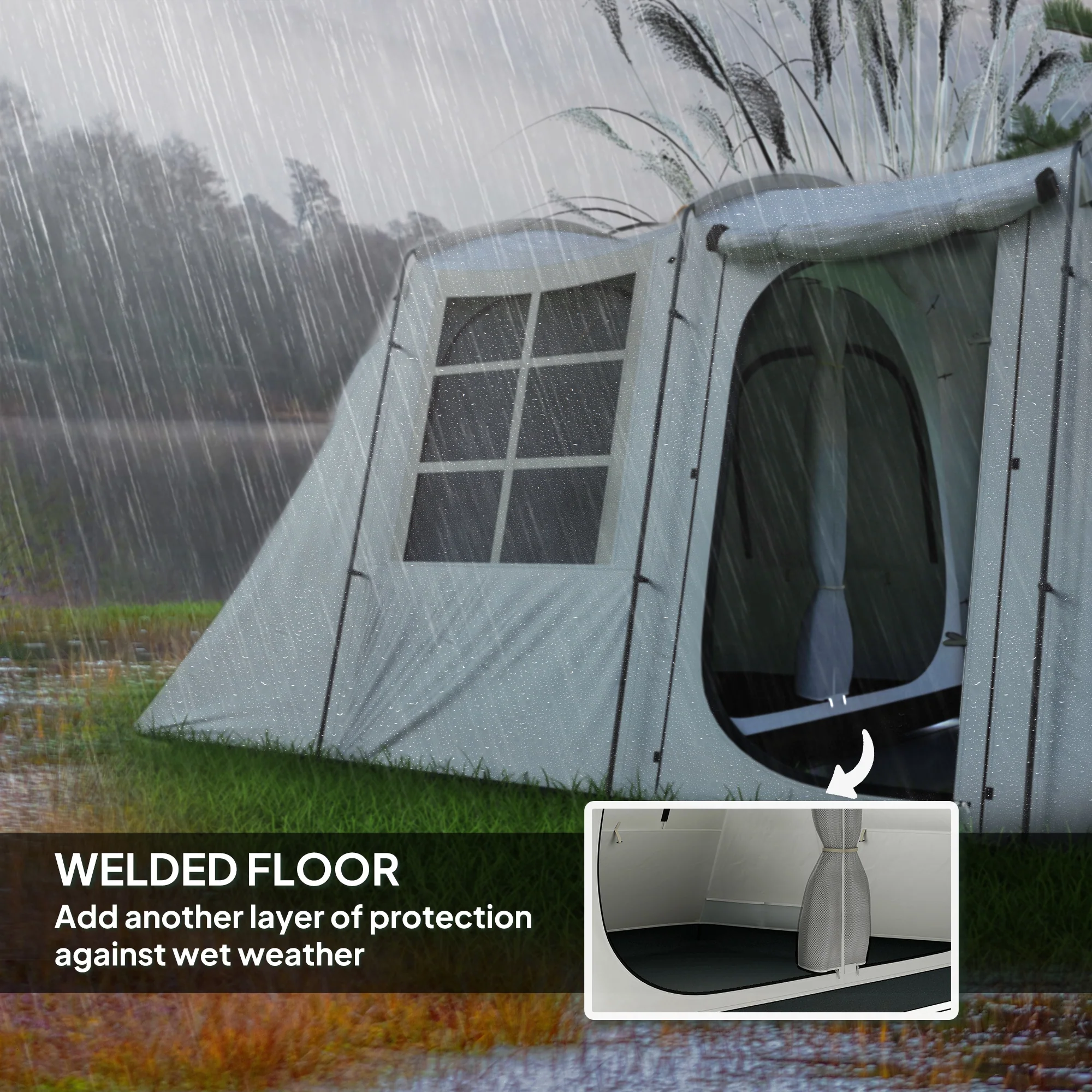 Outsunny 3-4 Man Tunnel Tent With Sewn In Floor, 3000mm Waterproof - Image 15