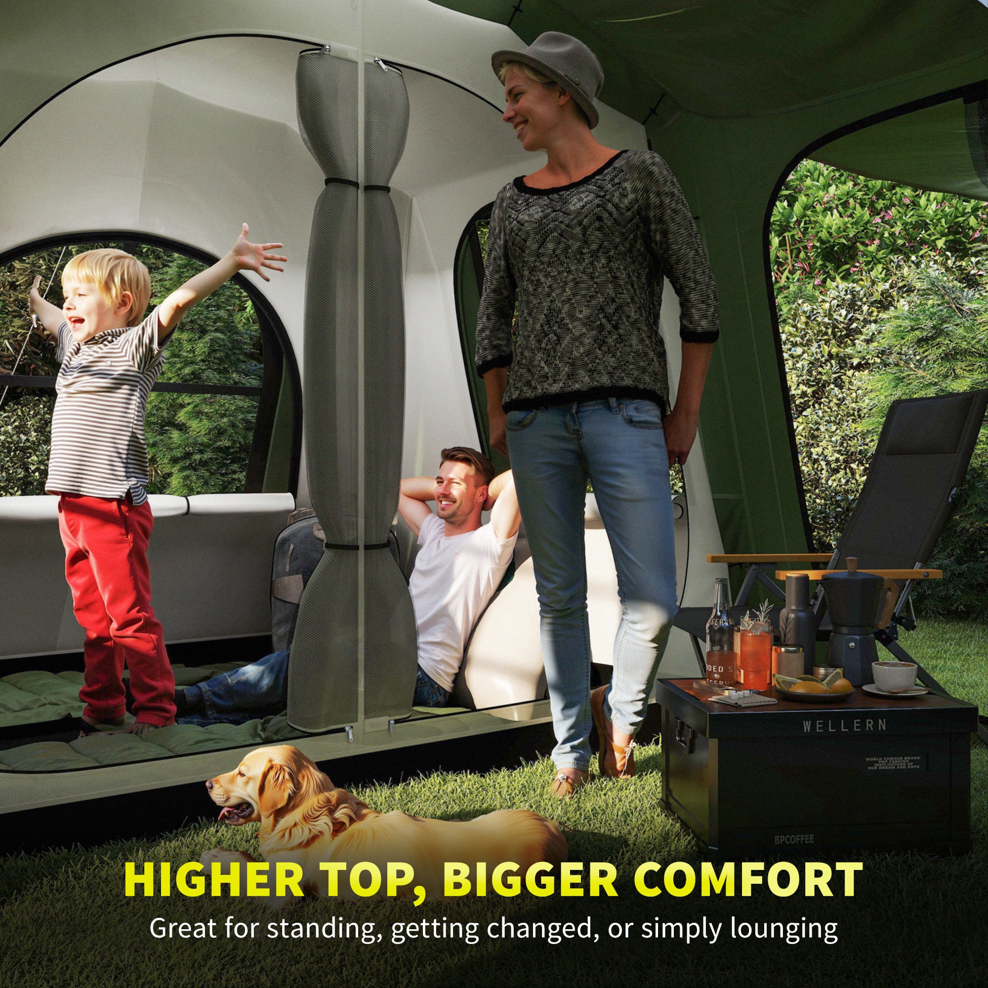 Outsunny 3-4 Man Tunnel Tent With Sewn In Floor, 3000mm Waterproof - Image 3
