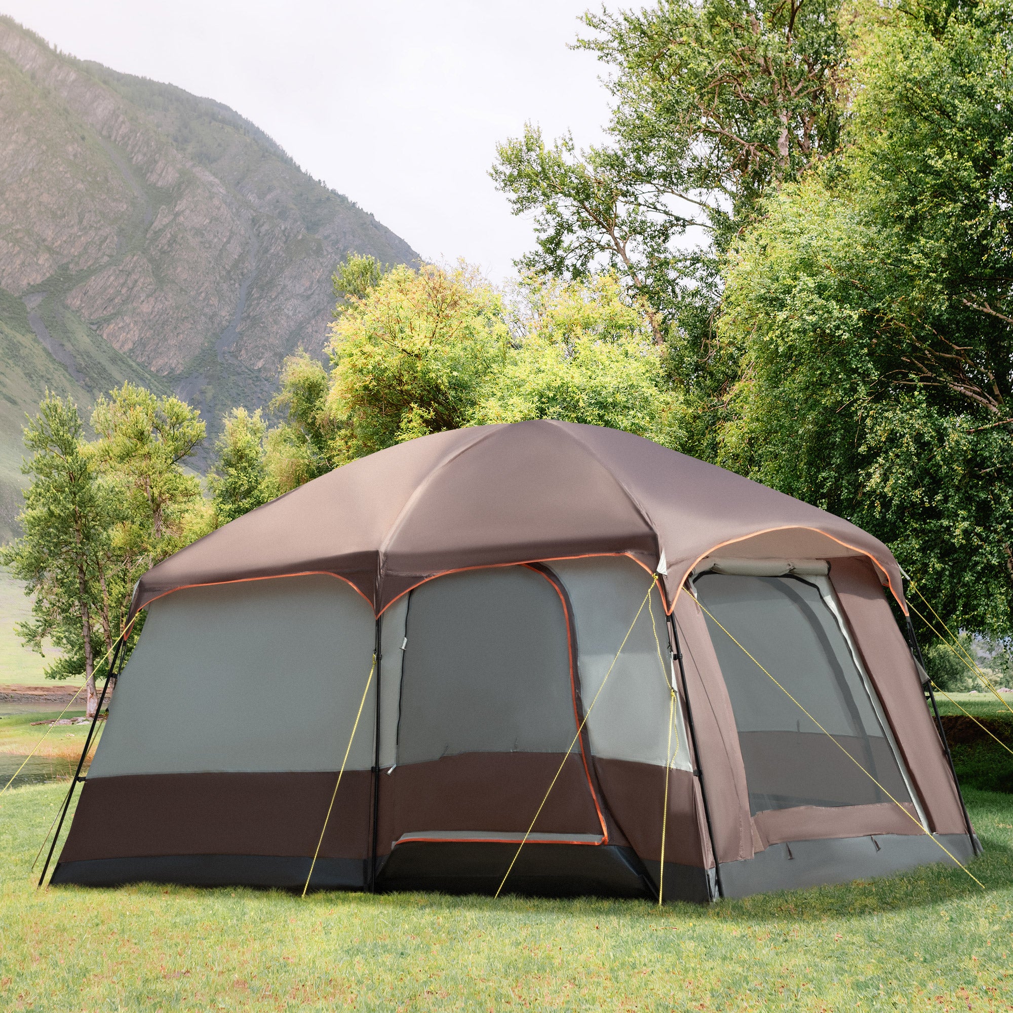 Outsunny 3-4 Man Two Room Camping Tent With Vestibule And Portable Carry Bag - Image 2