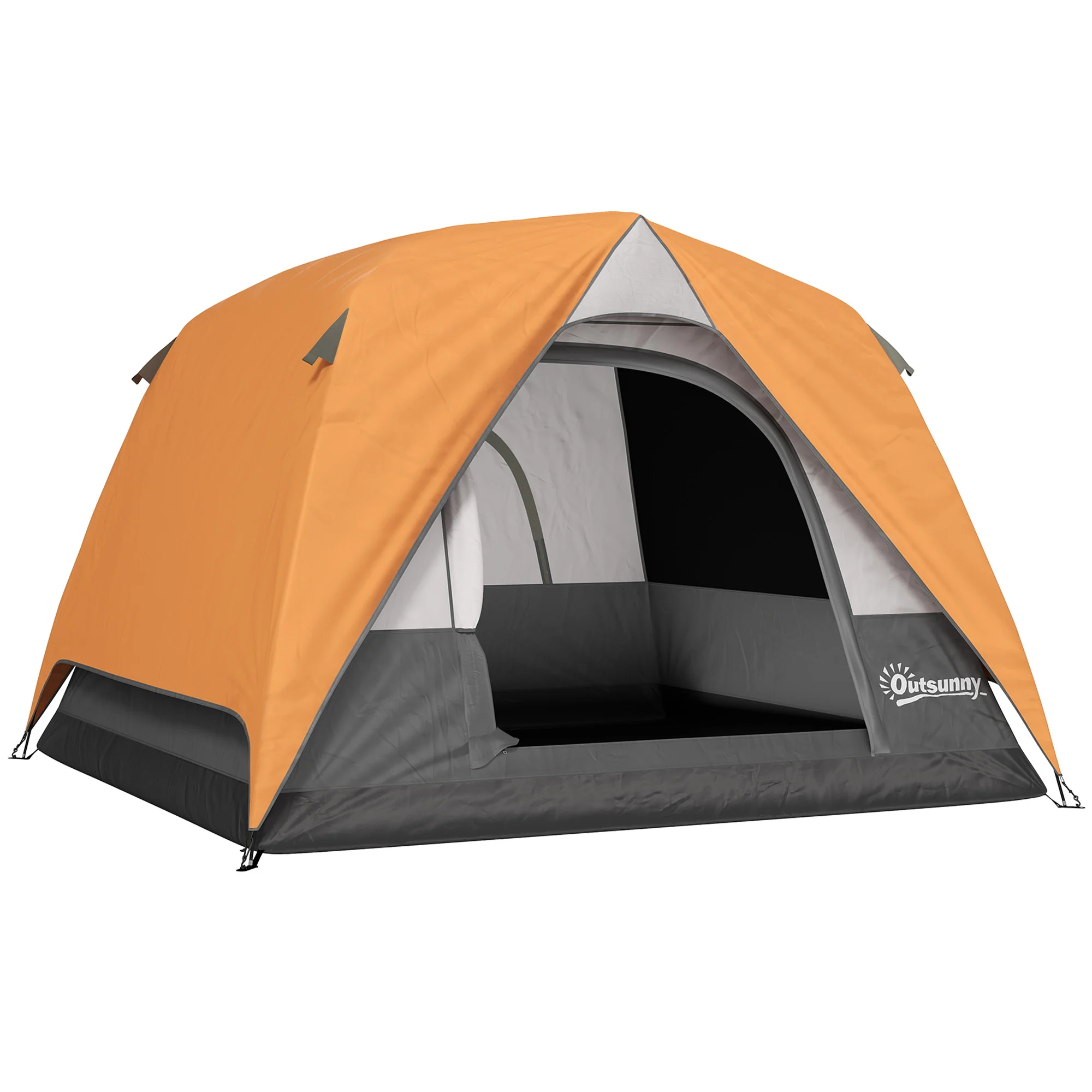 Outsunny 3-4 Person Camping Tent, Waterproof Tent - Blue/Green/Orange - Image 19