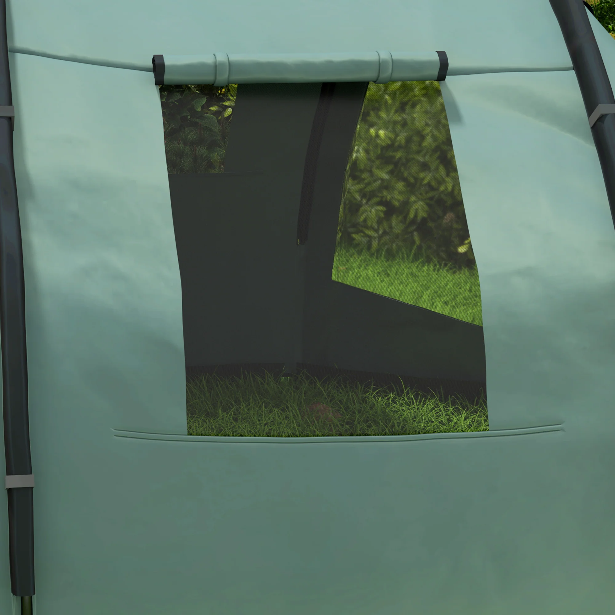 Outsunny 3-4 Persons Tunnel Tent, Two Room Camping Tent w/ Windows, Green - Image 9