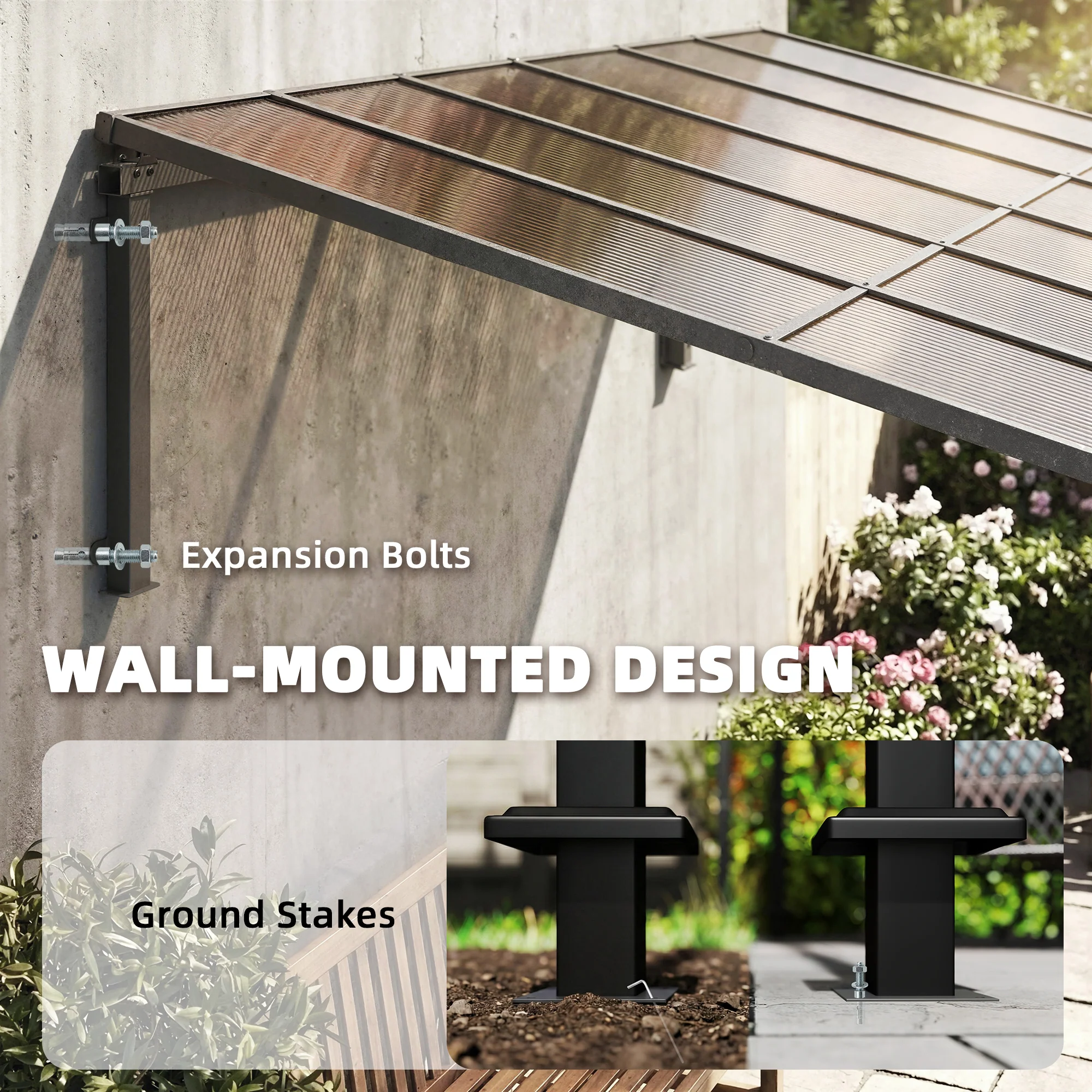Outsunny 3.4 X 3 M Metal Lean-to Hardtop Gazebo, Wall-Mounted Pergola - Image 4