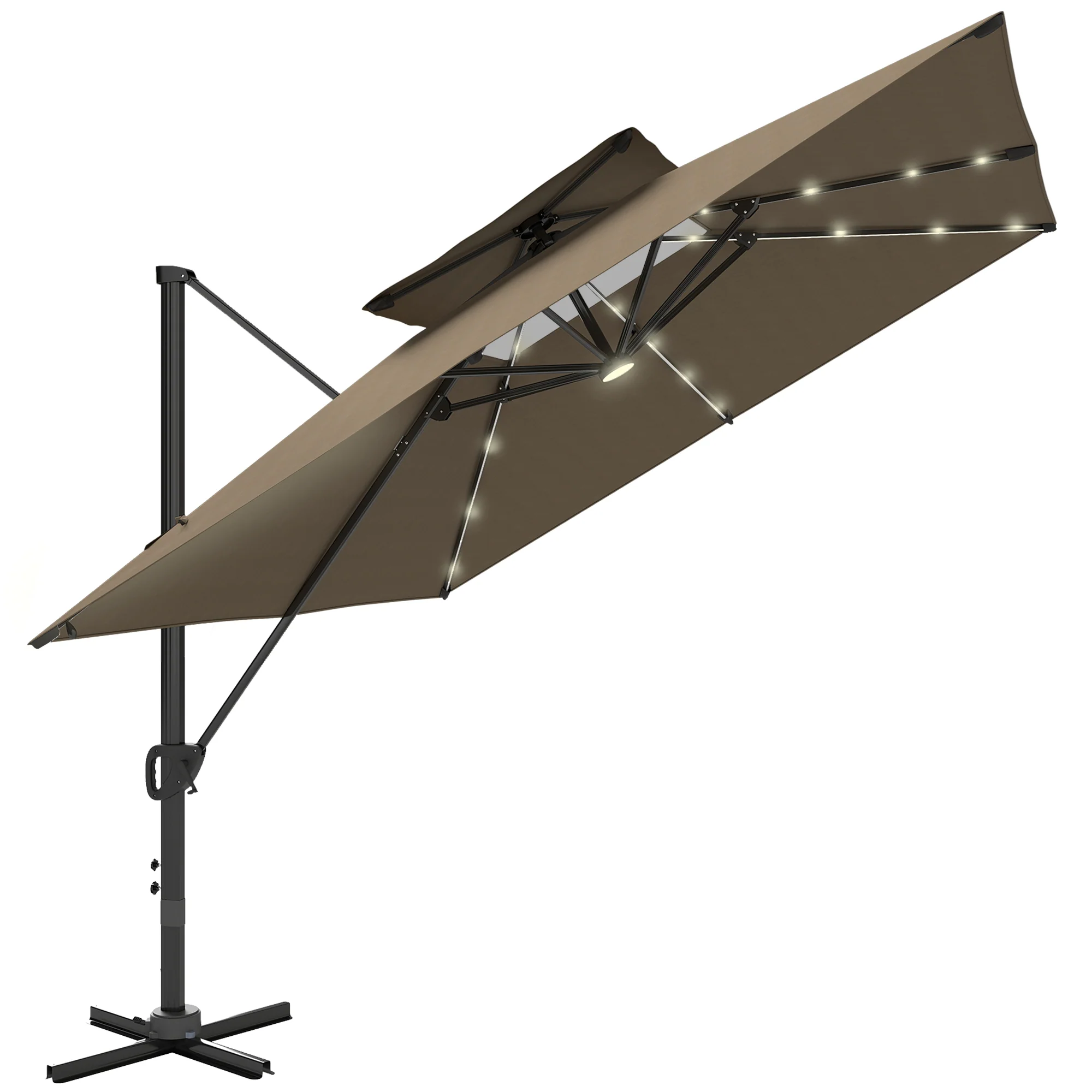 Outsunny 3.5m Aluminium Cantilever Parasol W/ LED Lights Crank Tilt UV50+ - Image 19