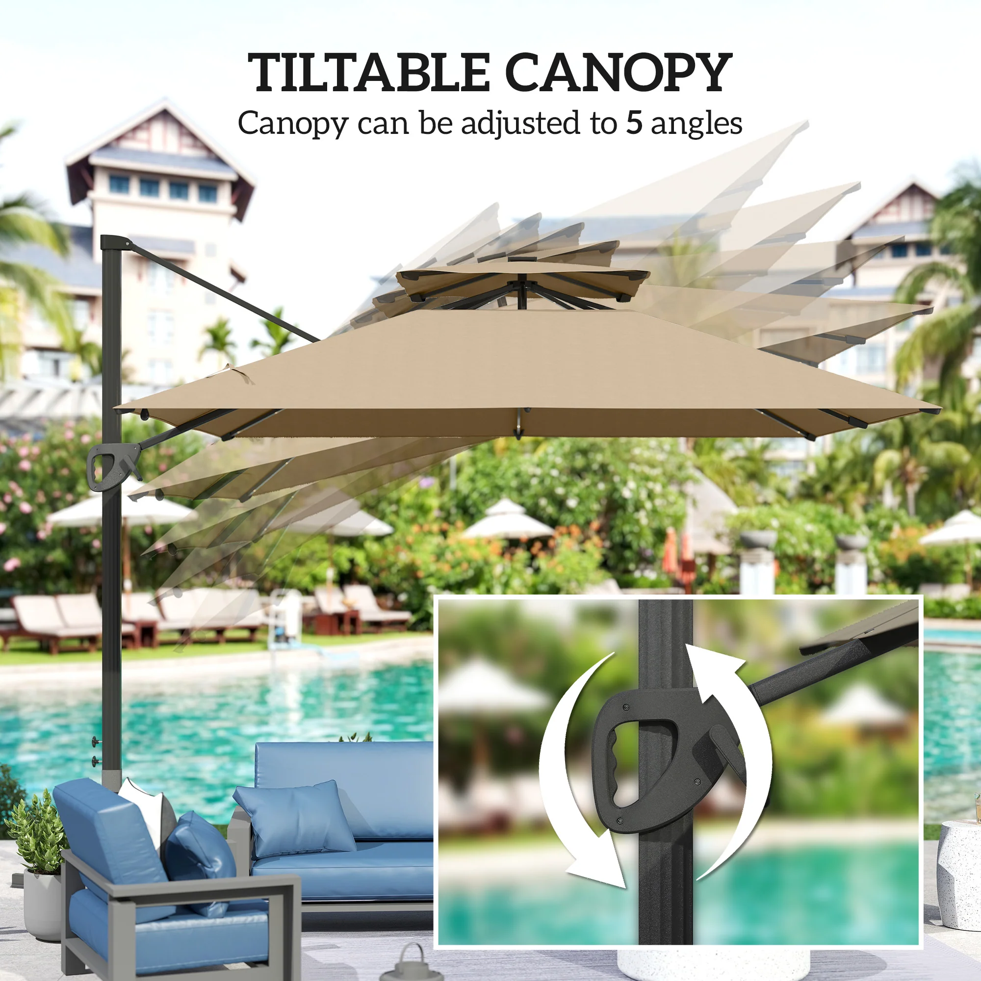 Outsunny 3.5m Aluminium Cantilever Parasol W/ LED Lights Crank Tilt UV50+ - Image 25