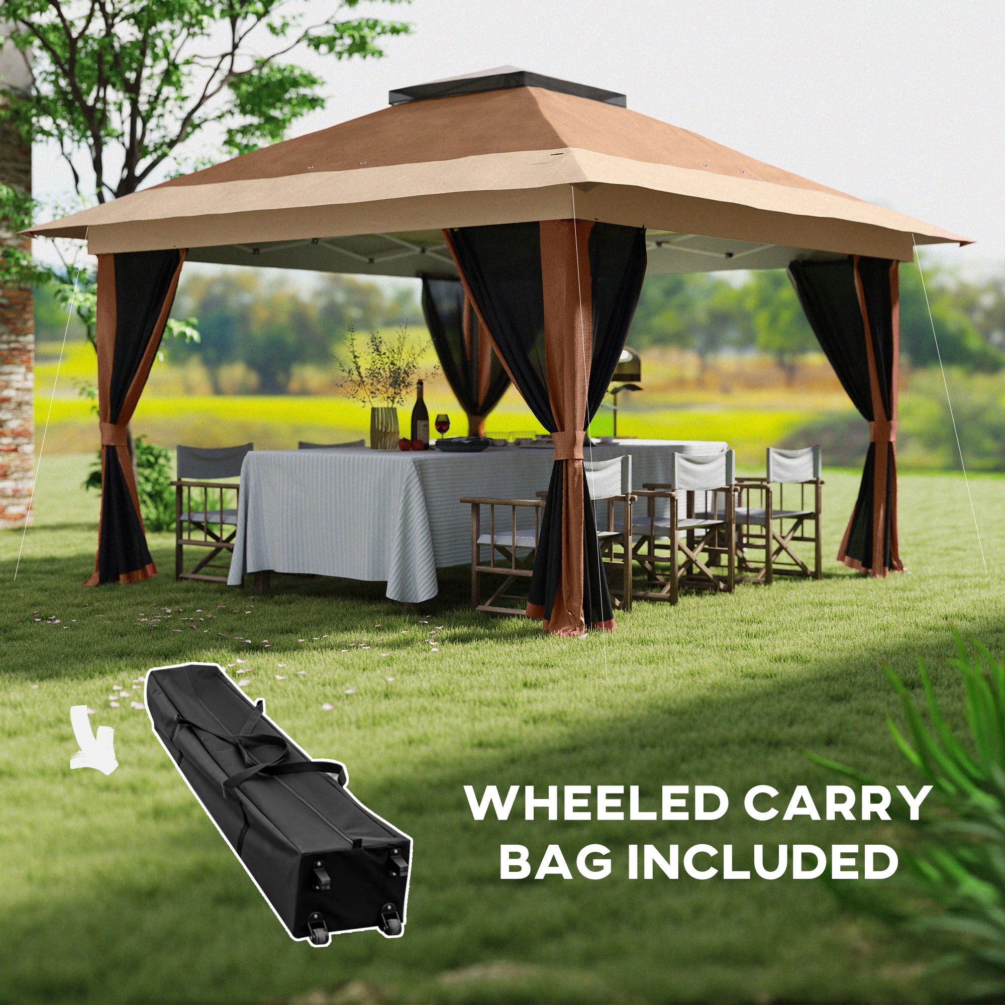 Outsunny 3.6 X 3.6m Pop Up Gazebo With Netting And Wheeled Bag - Image 16