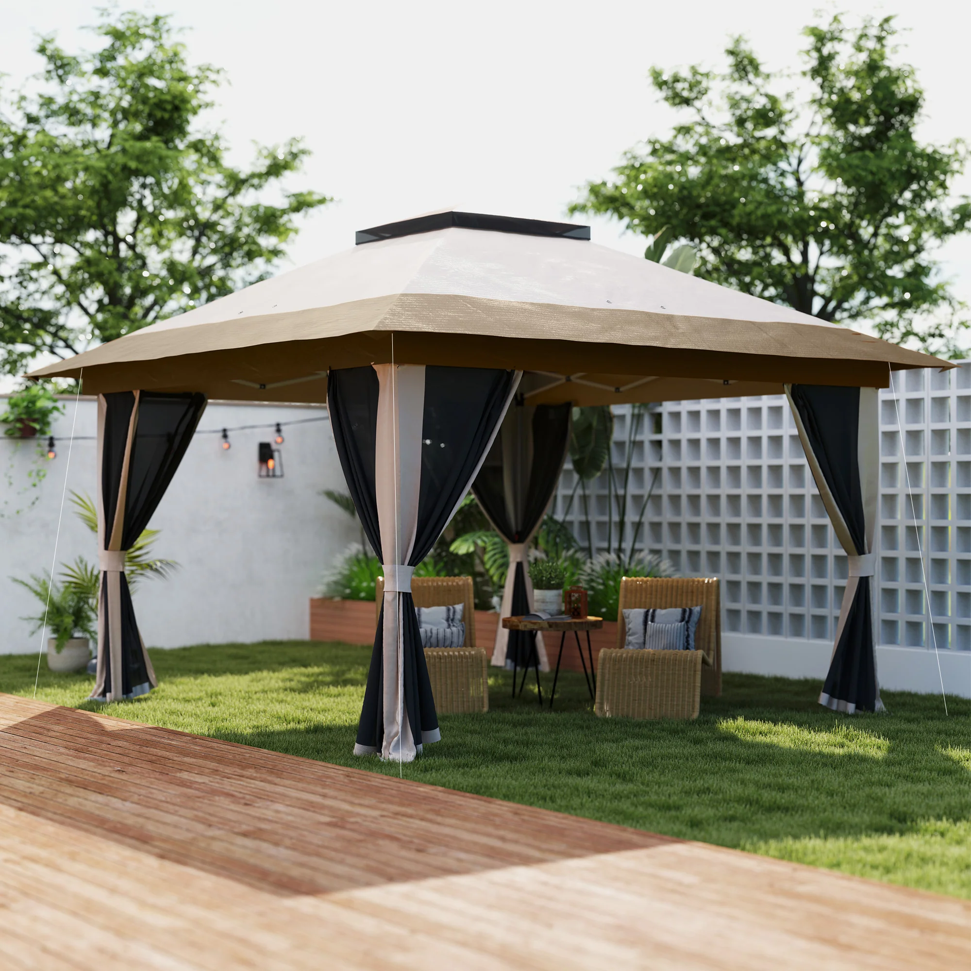 Outsunny 3.6 X 3.6m Pop Up Gazebo With Netting And Wheeled Bag - Image 2