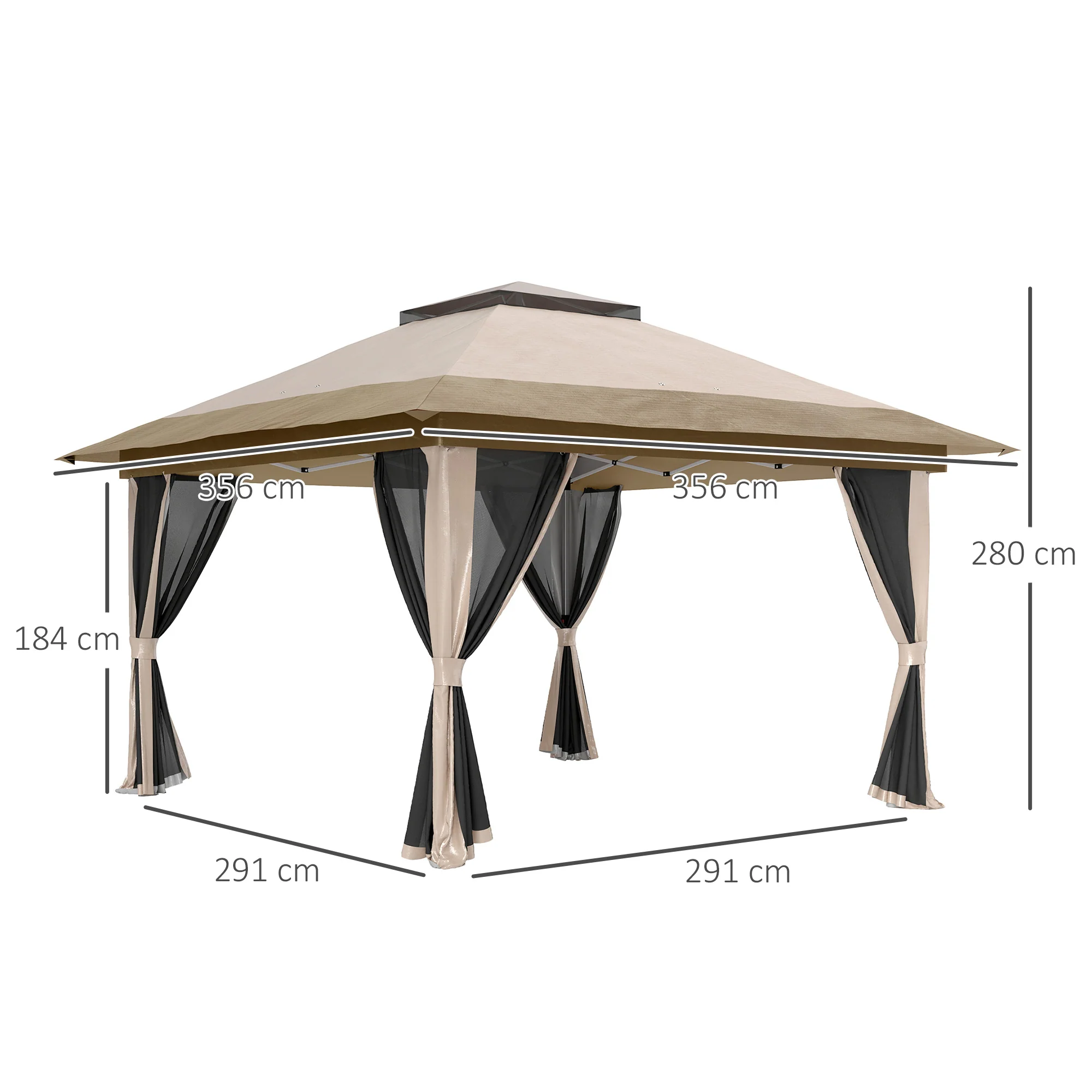Outsunny 3.6 X 3.6m Pop Up Gazebo With Netting And Wheeled Bag - Image 5