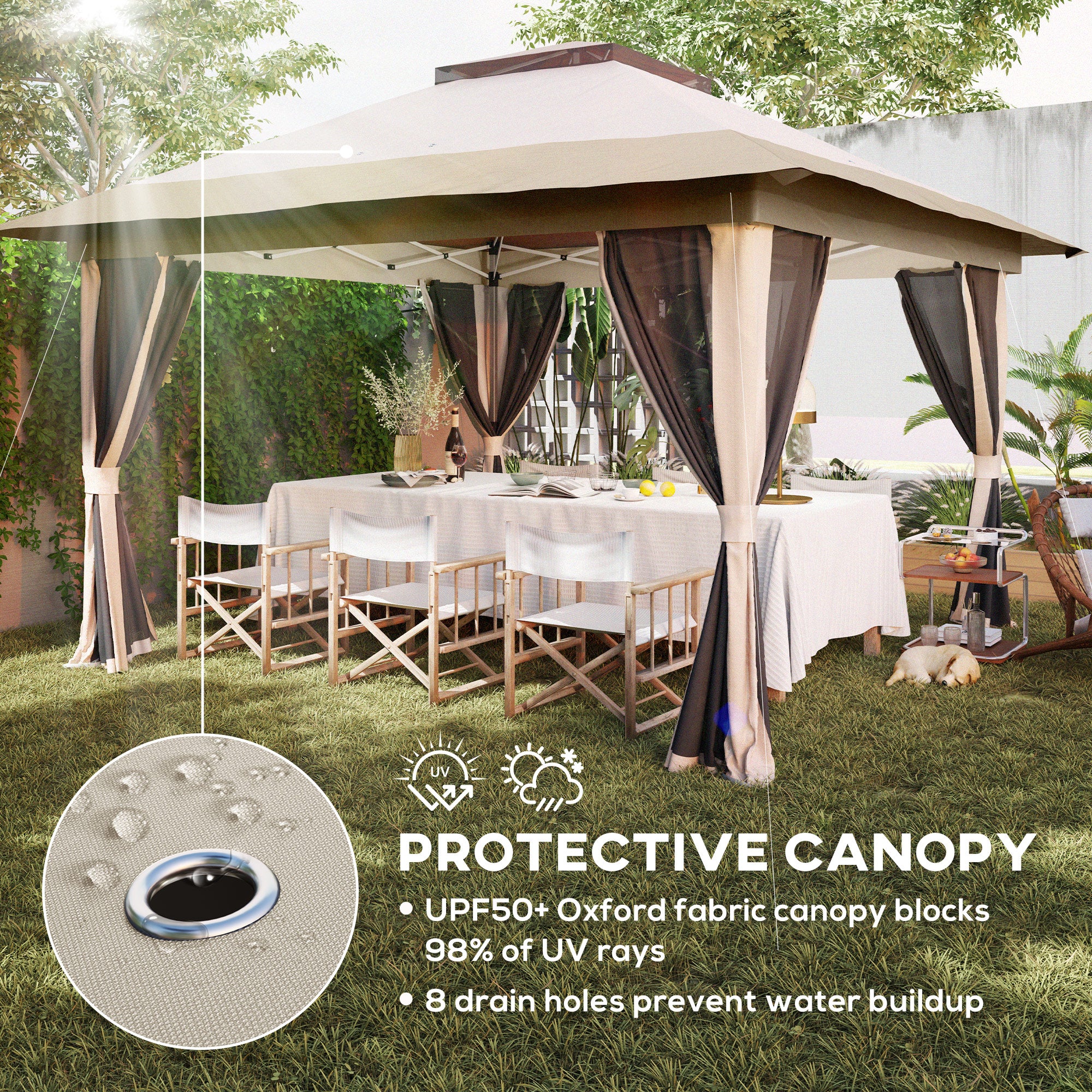 Outsunny 3.6 X 3.6m Pop Up Gazebo With Netting And Wheeled Bag - Image 6