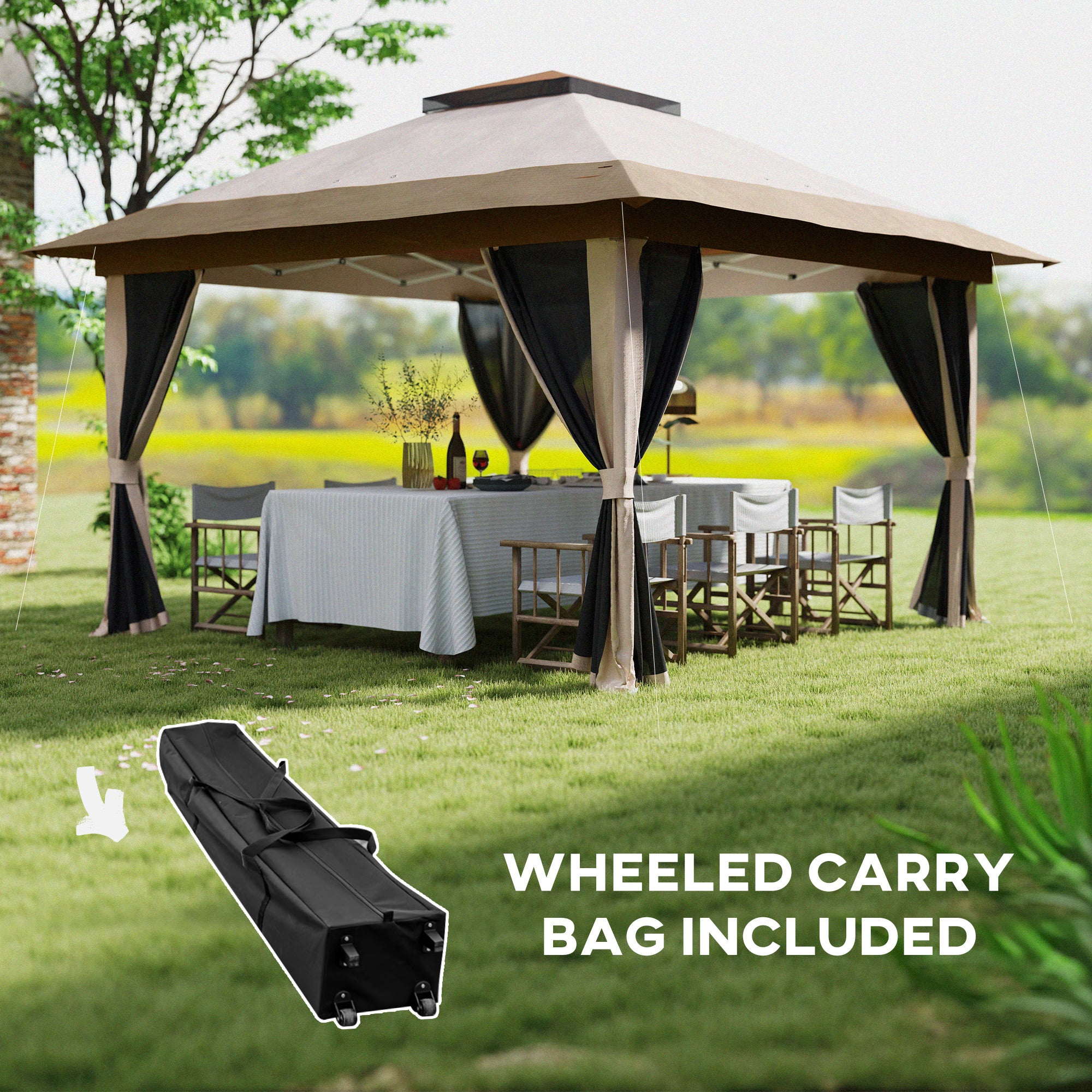 Outsunny 3.6 X 3.6m Pop Up Gazebo With Netting And Wheeled Bag - Image 7