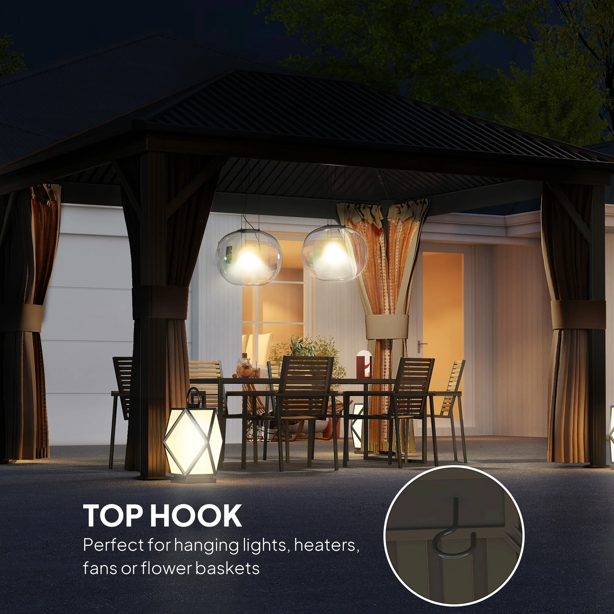 Outsunny 3.6 X 3(m) Metal Garden Hardtop Gazebo With Screened Curtain - Image 4