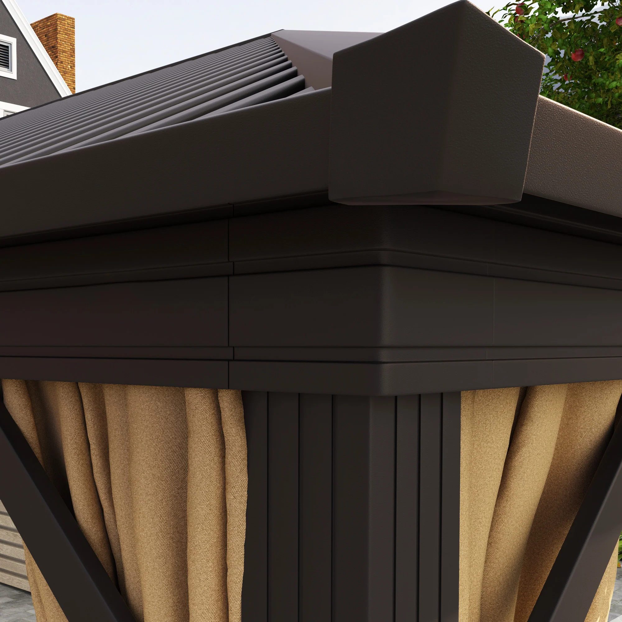 Outsunny 3.6 X 3(m) Metal Garden Hardtop Gazebo With Screened Curtain - Image 9
