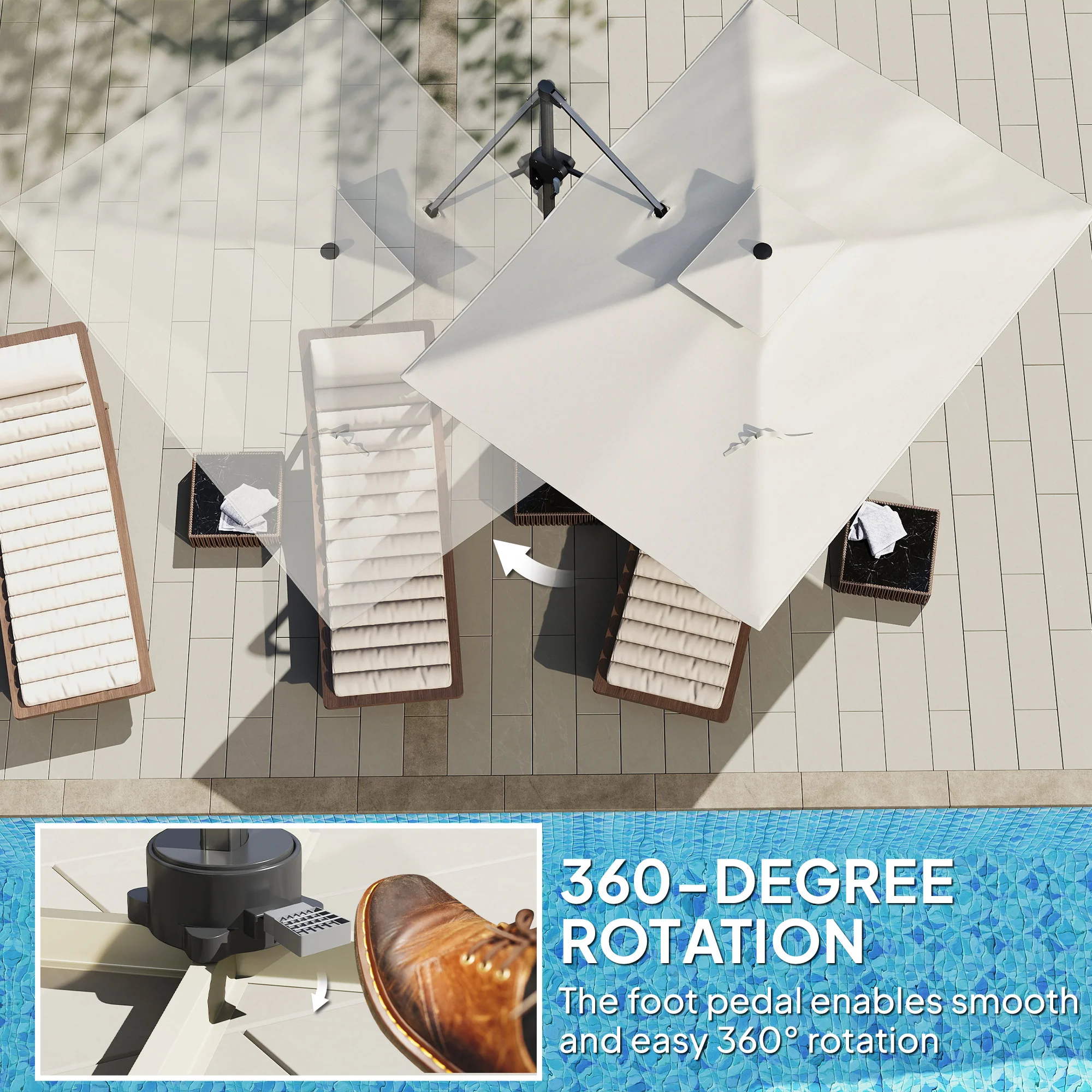 Outsunny 3.7 X 2.7 M Cantilever Parasol W/ 360° Rotation - Image 16