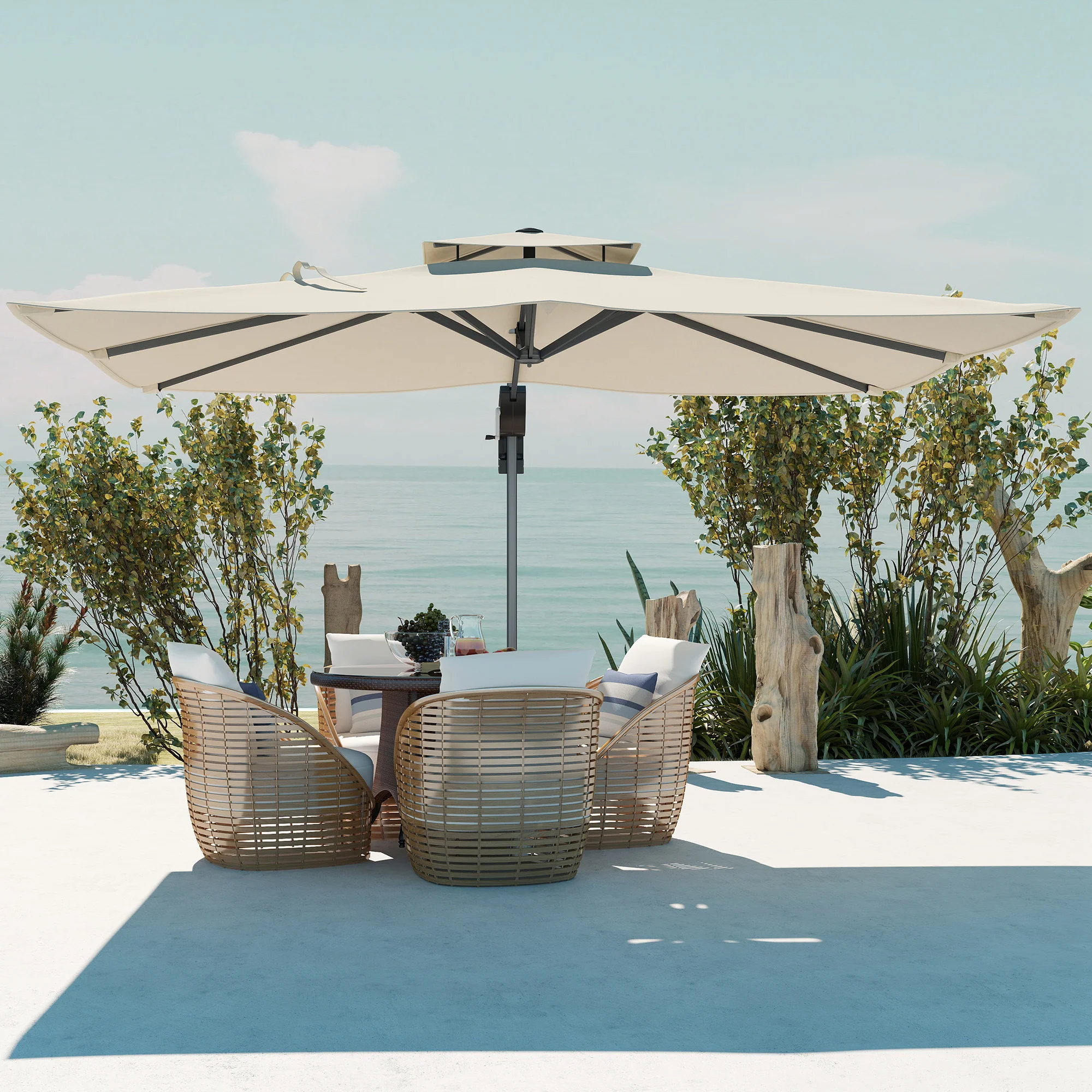 Outsunny 3.7 X 2.7 M Cantilever Parasol W/ 360° Rotation - Image 18