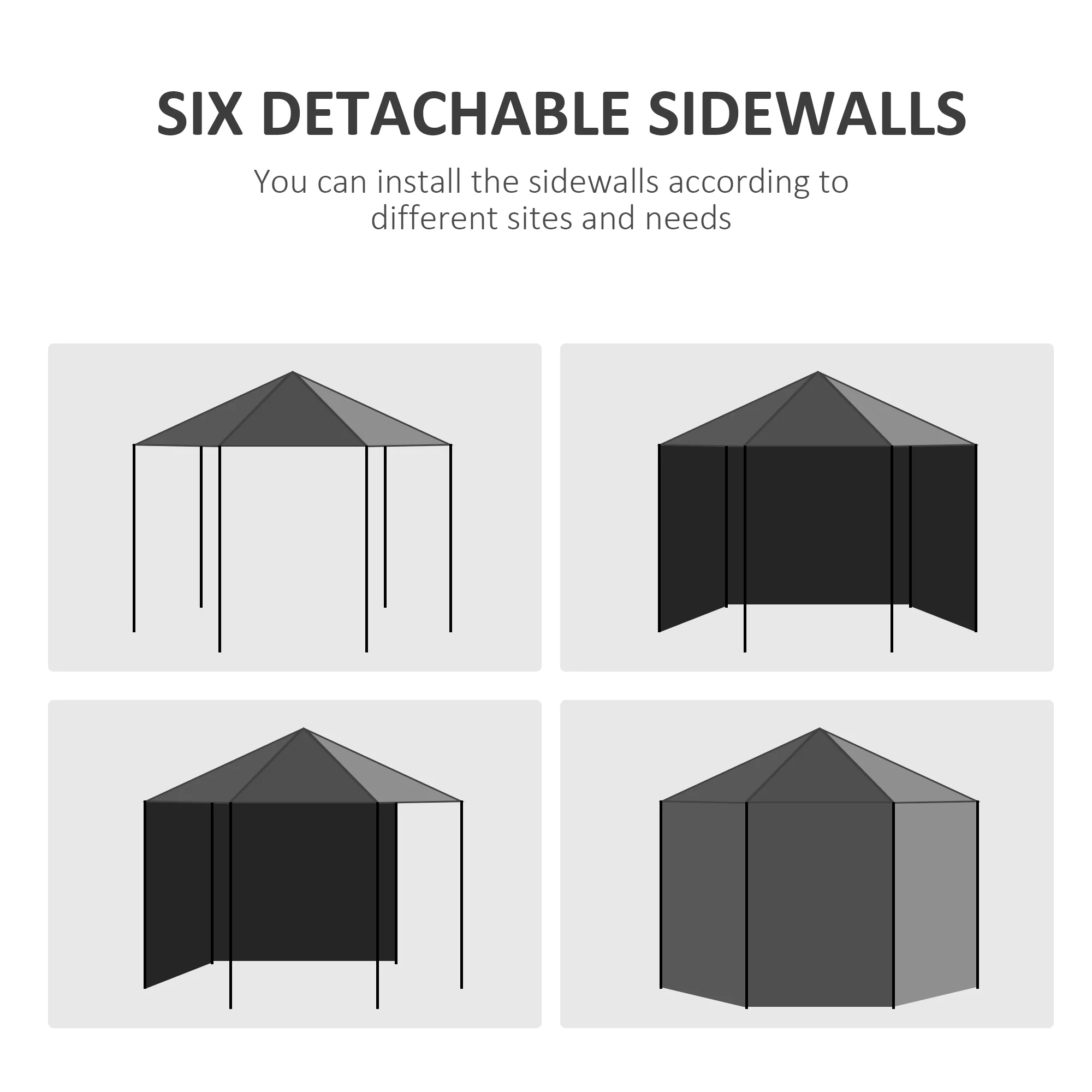 Outsunny 3.9m Outdoor Gazebo Canopy Party Tent with 6 Removable Side Walls - Image 7
