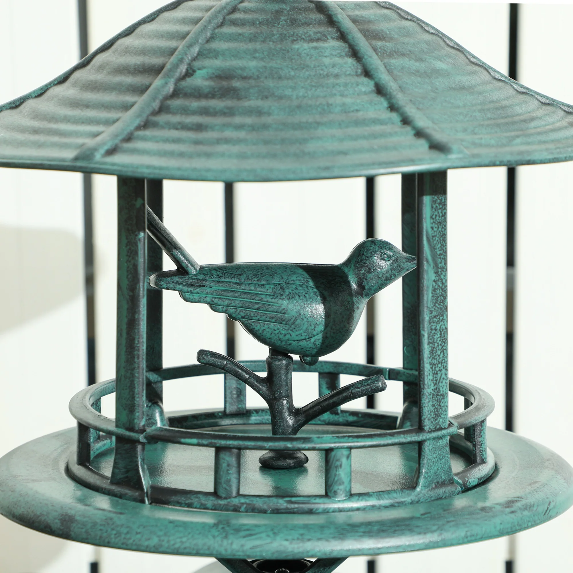 Outsunny 3-in-1 Garden Bird Bath, Birdbath with Large Water Basin, Green - Image 8