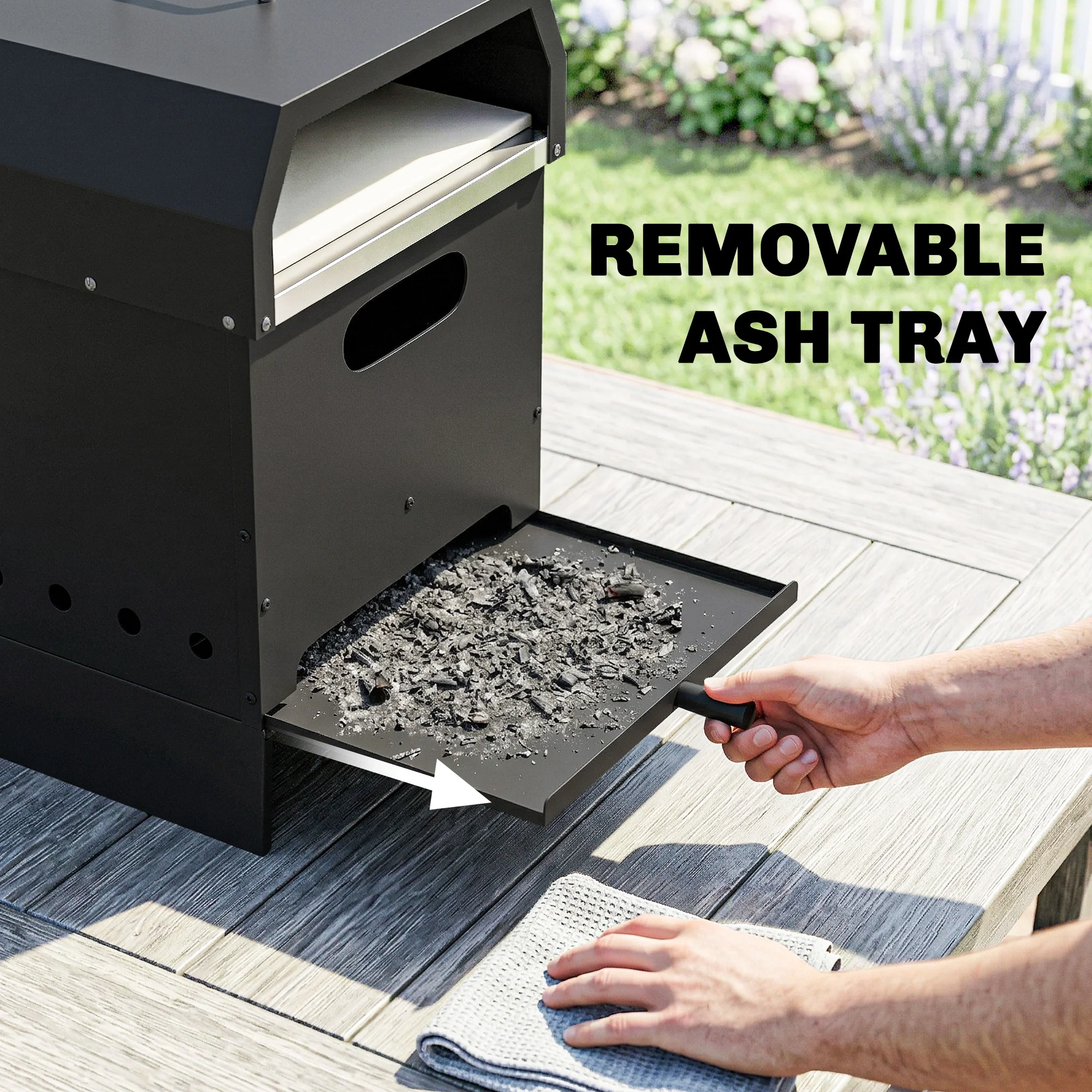 Outsunny 3 in 1 Portable Wood Fired Outdoor Pizza Oven with Handles - Image 7