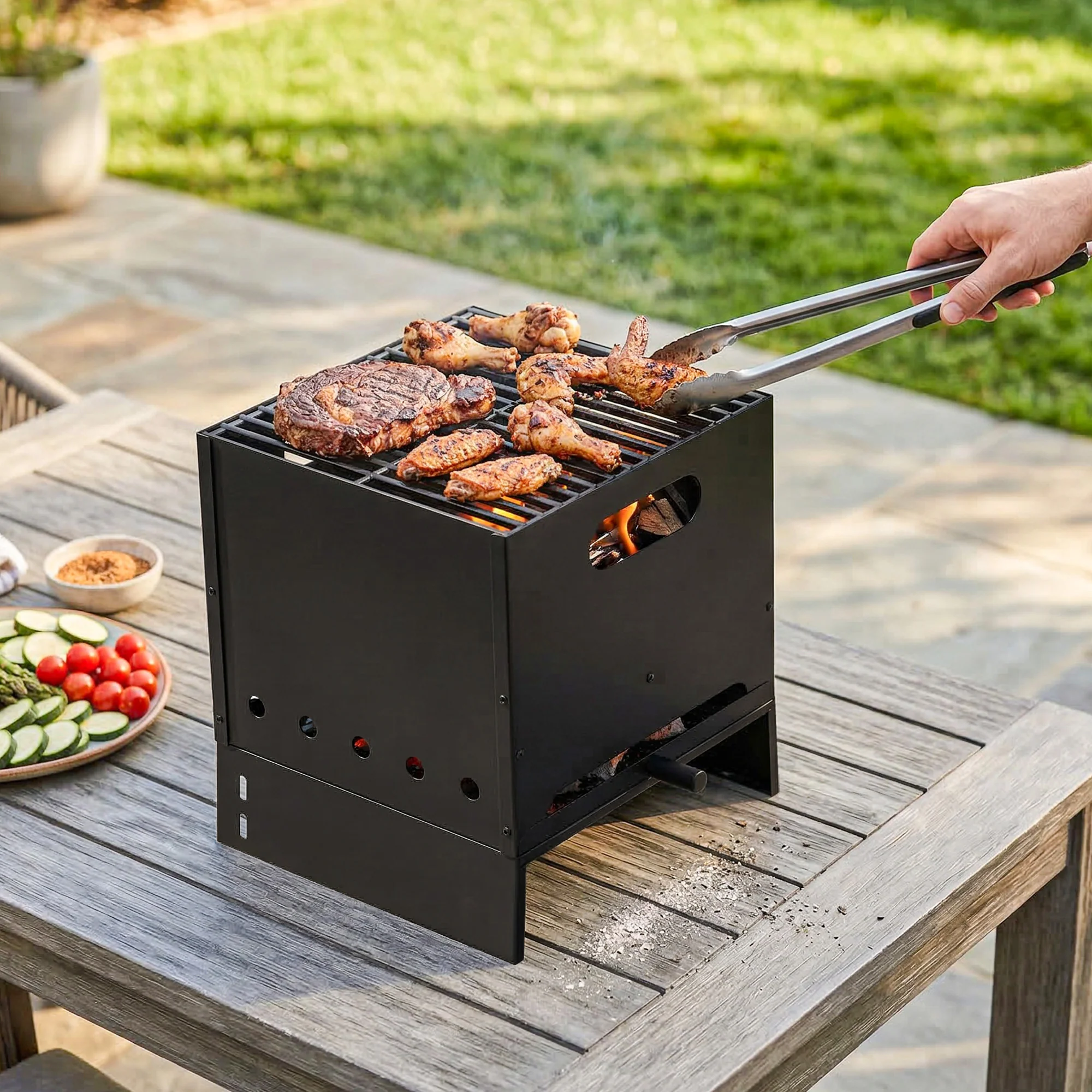 Outsunny 3 in 1 Portable Wood Fired Outdoor Pizza Oven with Handles - Image 9