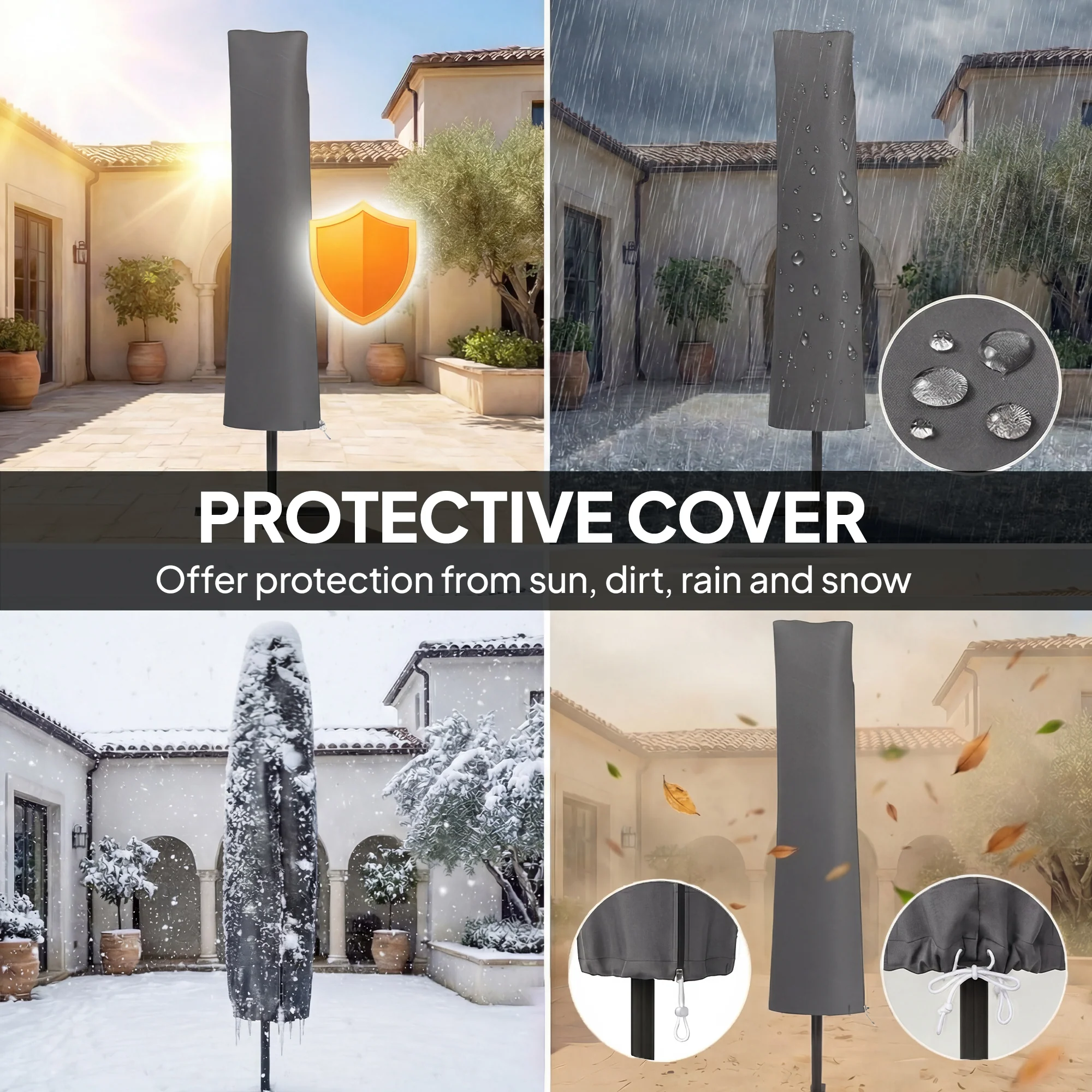 Outsunny 3 M Cantilever Parasol, Offset Umbrella With Cover And Wind Ropes - Image 5