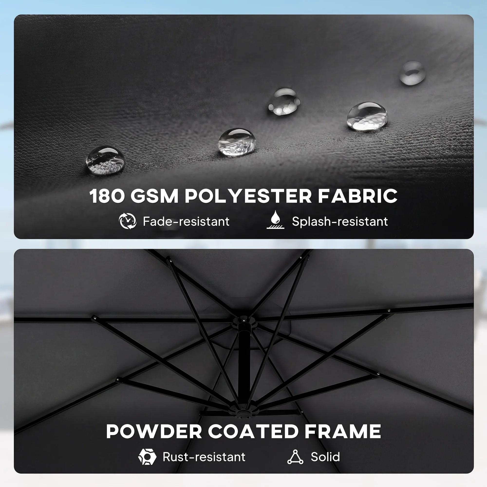 Outsunny 3 M Cantilever Parasol, Offset Umbrella With Cover And Wind Ropes - Image 6