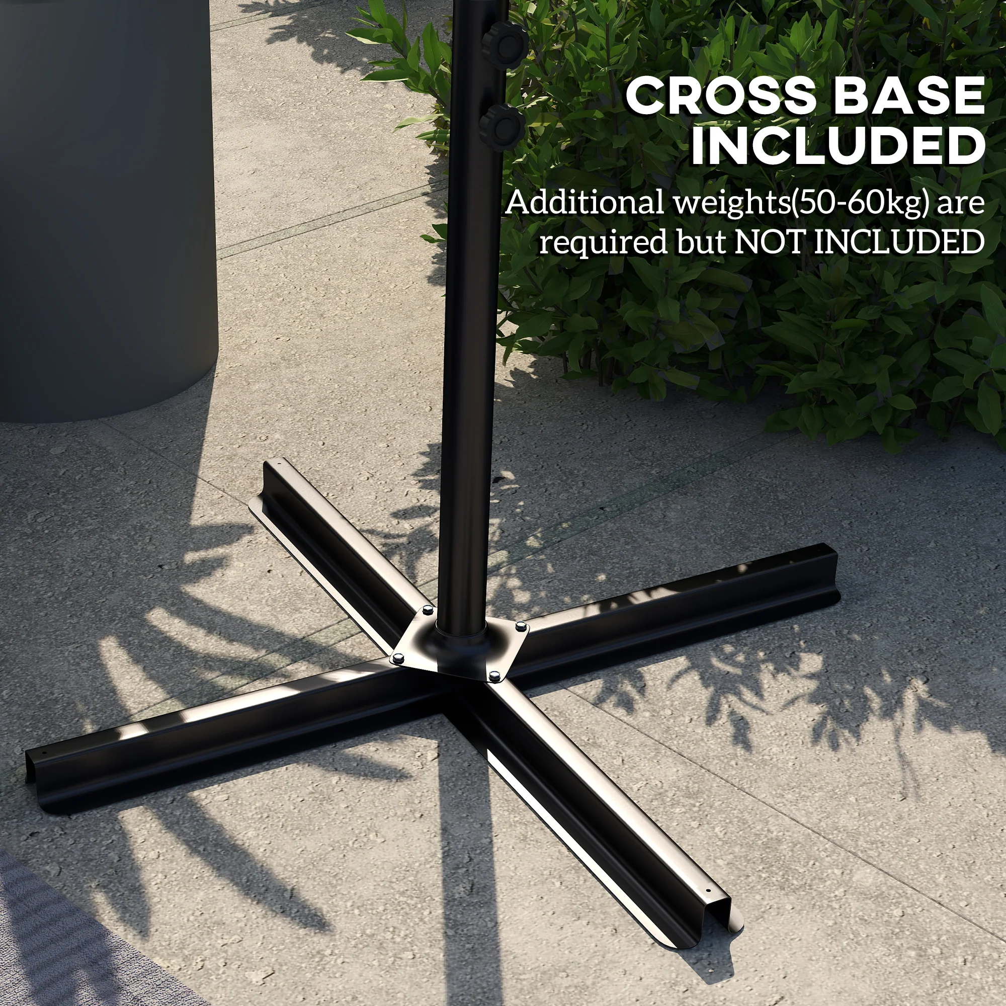 Outsunny 3 m Cantilever Parasol with Cross Base, Crank Handle, 6 Ribs - Image 23