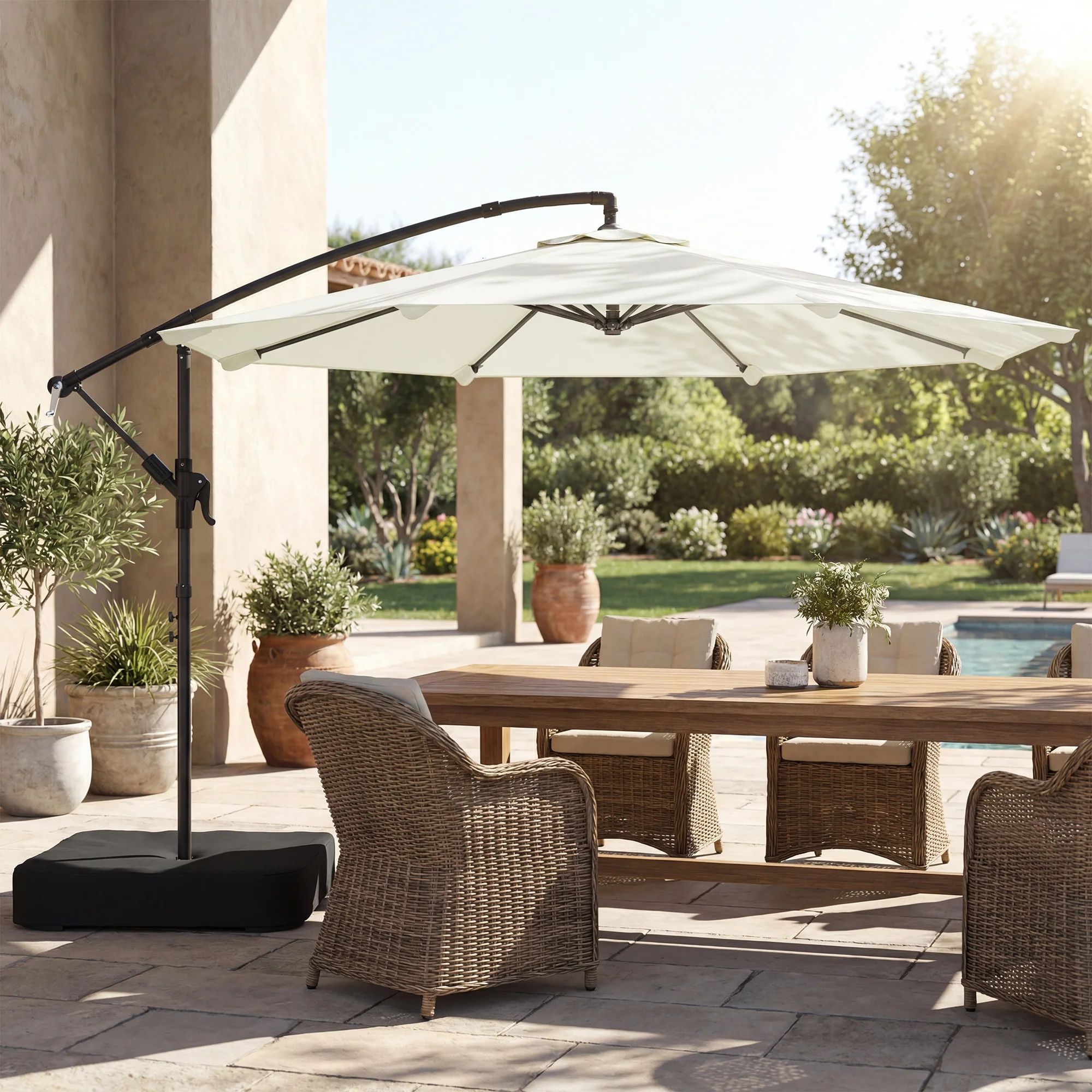 Outsunny 3 m Garden Cantilever Parasol with Sandbag, 360 Degree Rotation - Image 9