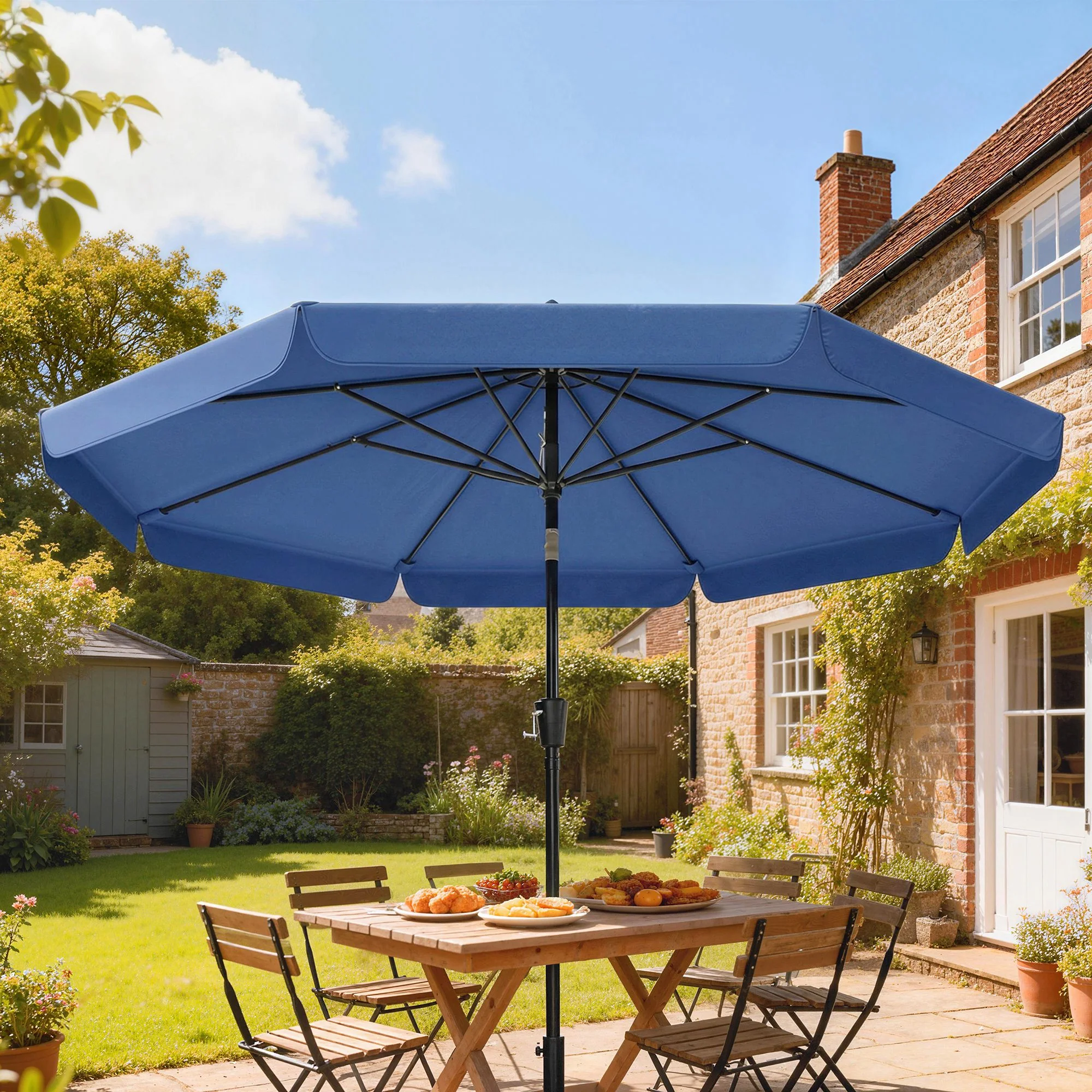 Outsunny 3 m Garden Parasol with Tilt & Crank, UPF30+ Outdoor Table Umbrella - Image 2