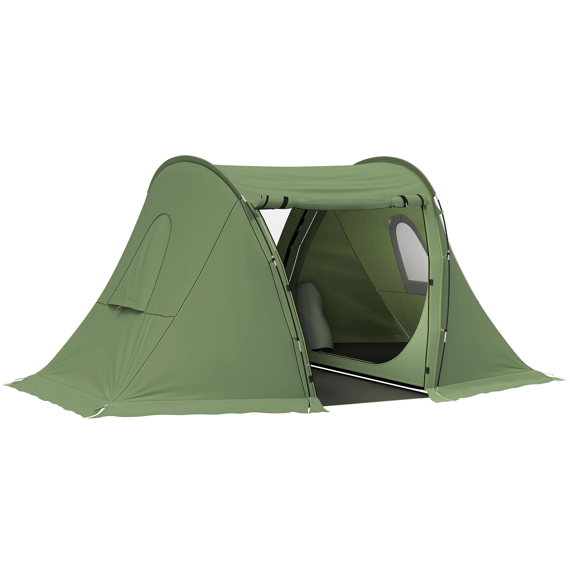 Outsunny 3 Man Camping Tent With 2 Bedrooms, 3000mm Waterproof - Dark Grey/Green - Image 10