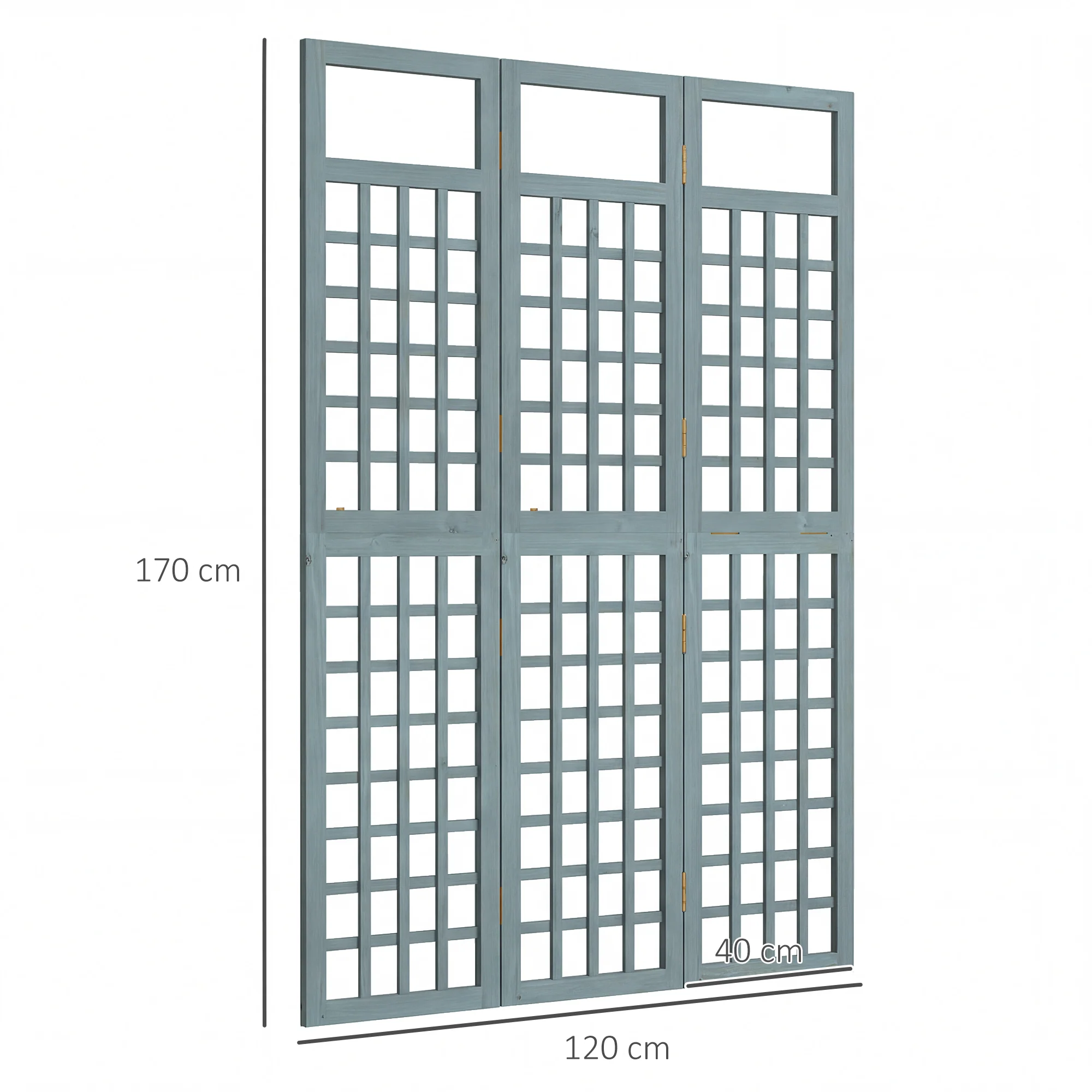 Outsunny 3-Panel Garden Privacy Screen, Foldable Wooden Divider, Grey - Image 3