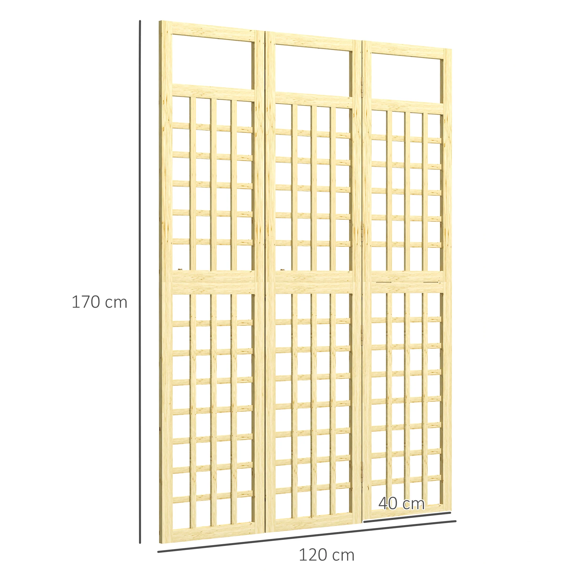 Outsunny 3-Panel Wooden Garden Privacy Screen, Natural Wood Finish - Image 5